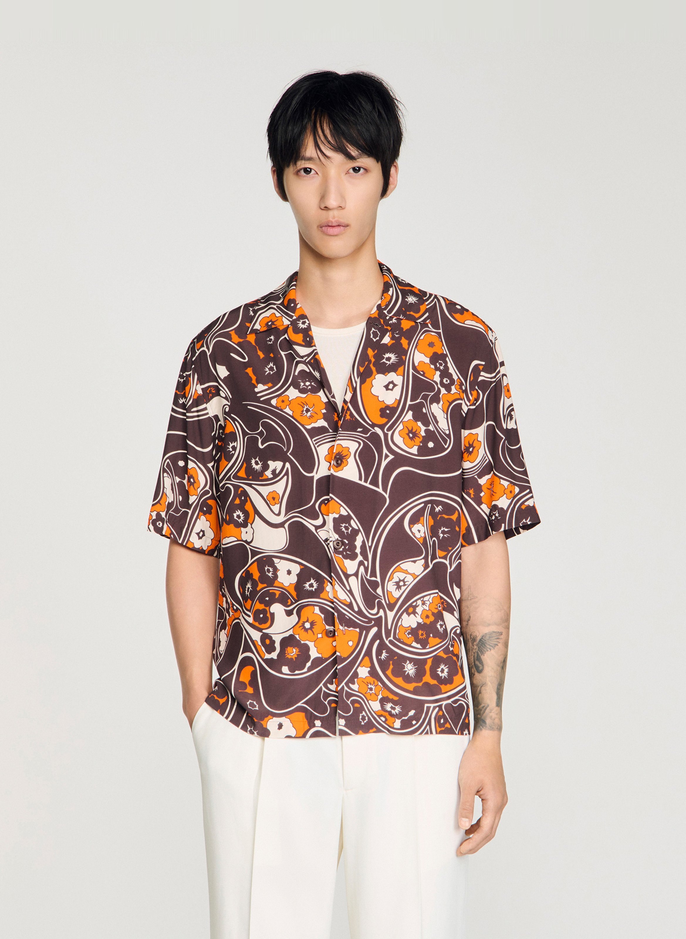 Chemise à imprimé floral SANDRO Marron