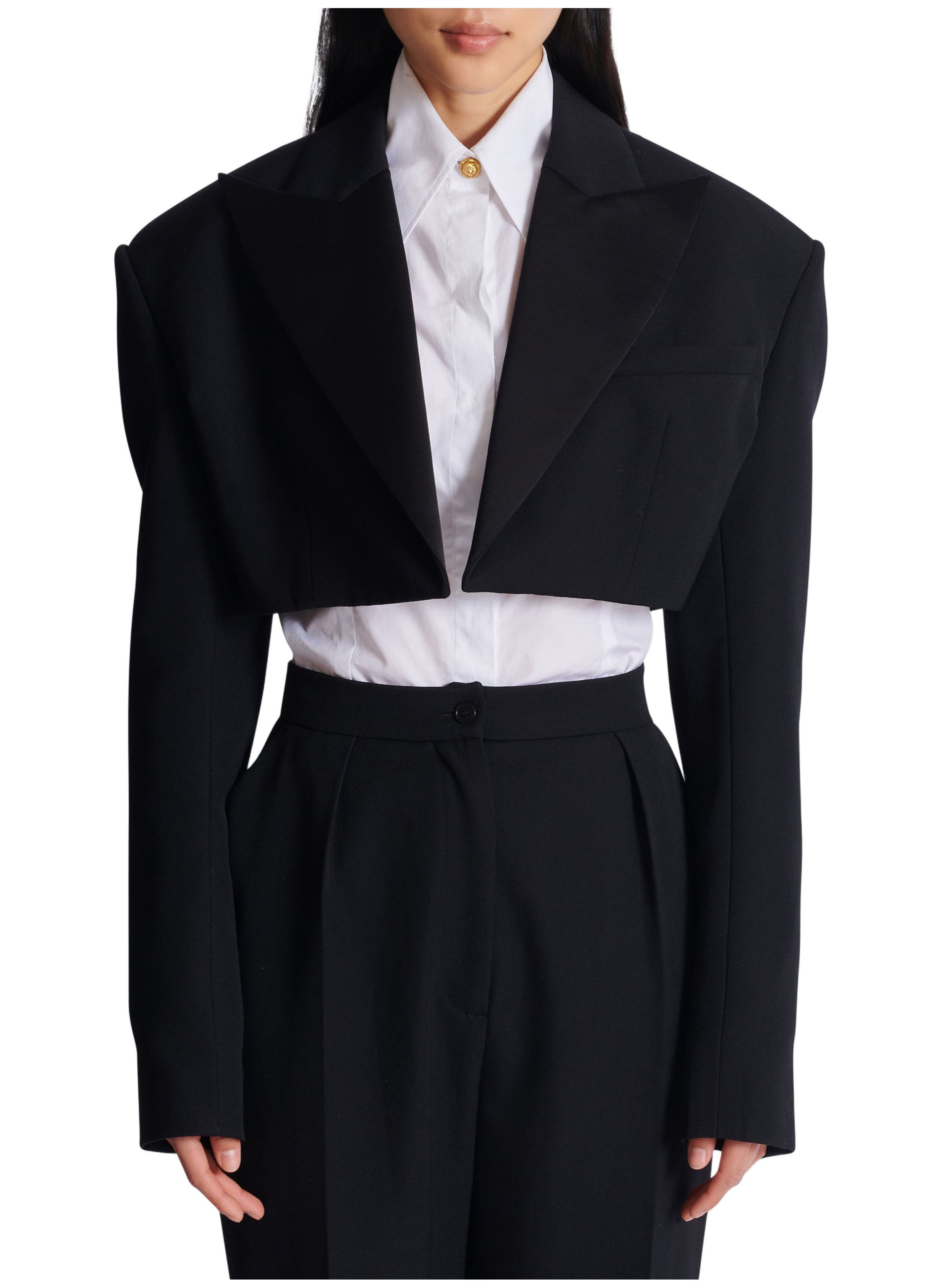 Spencer en grain de poudre BALMAIN Noir