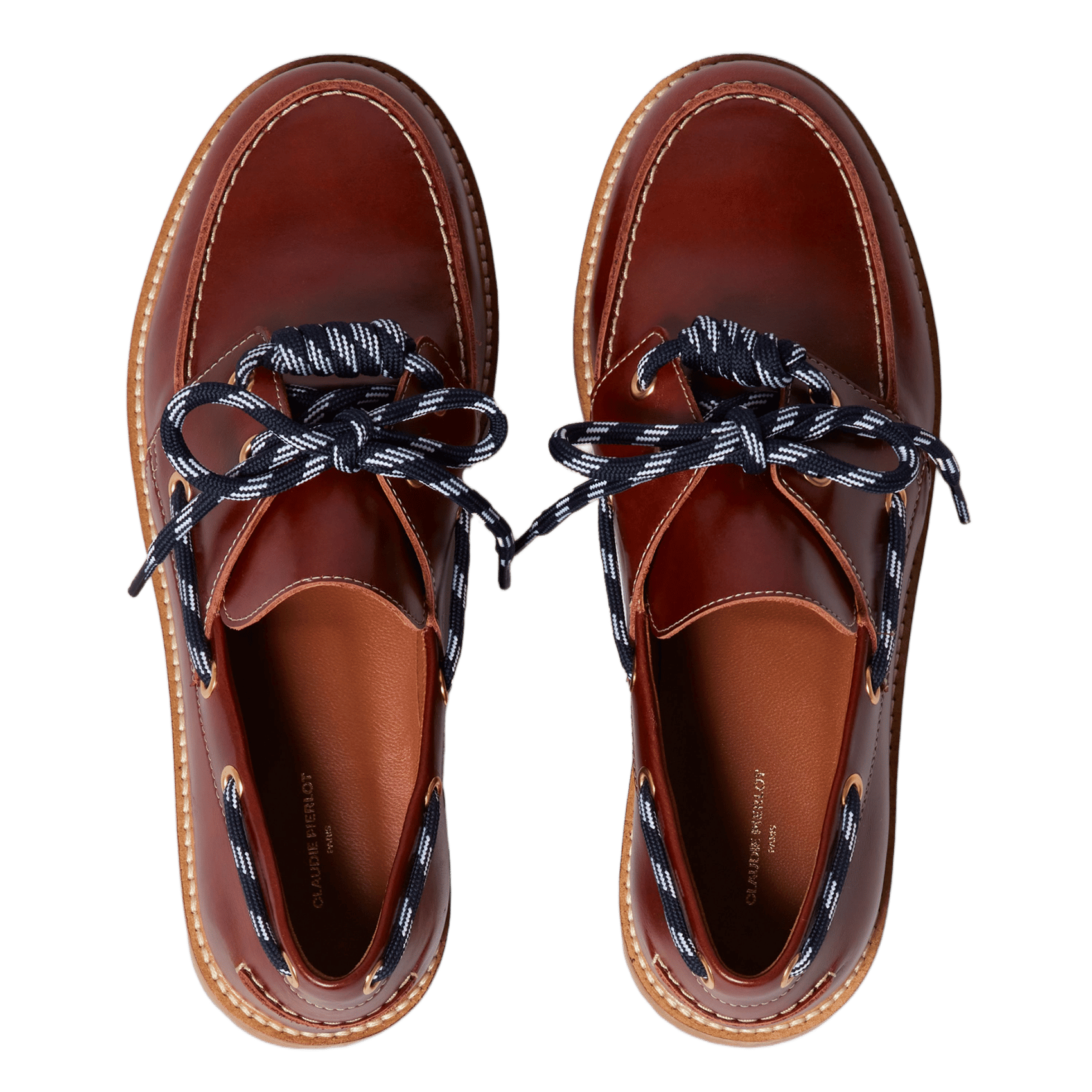 Mocassins à lacets rayés en cuir CLAUDIE PIERLOT Marron