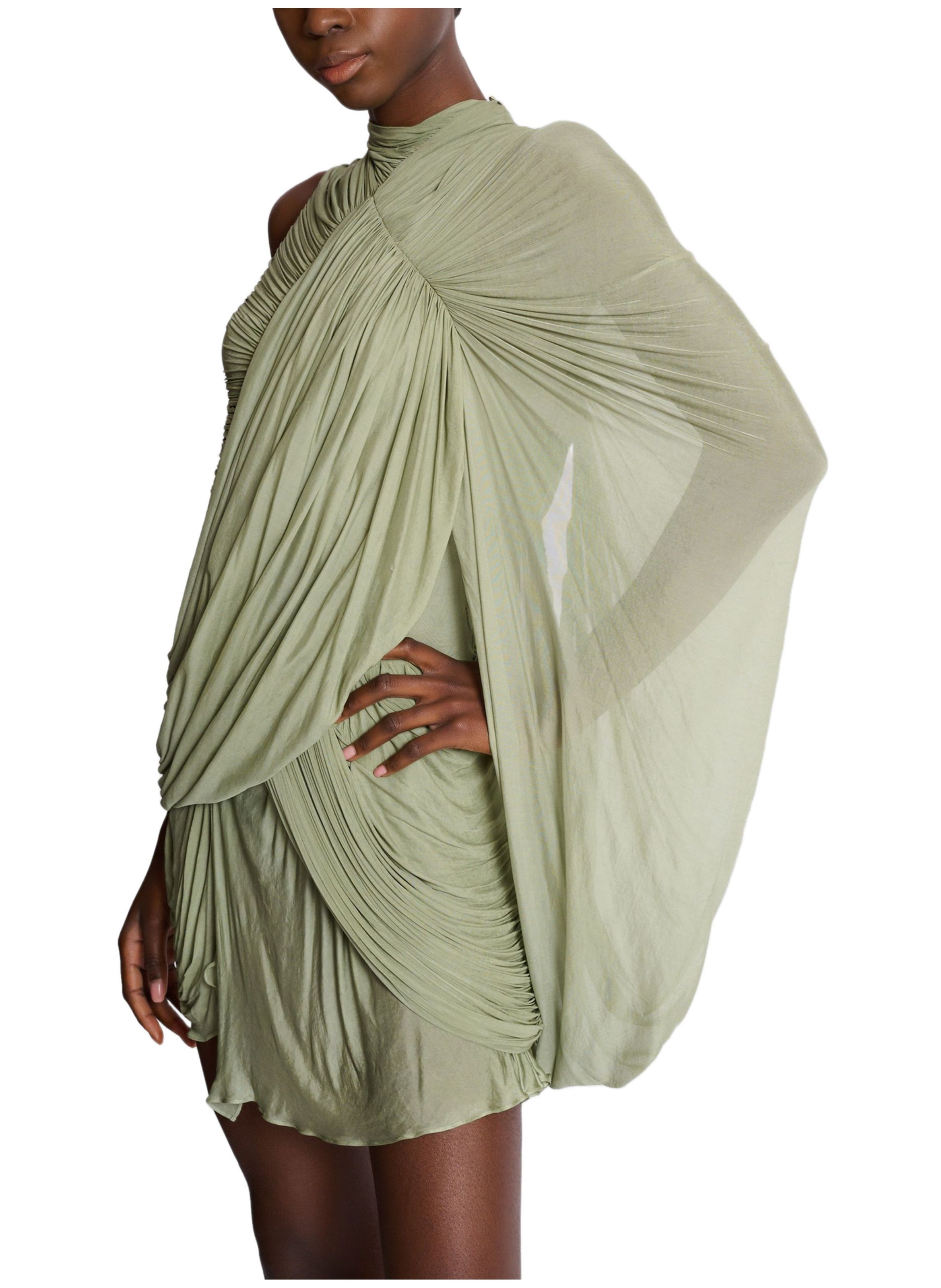 Robe drapée en jersey fluide BALMAIN Vert