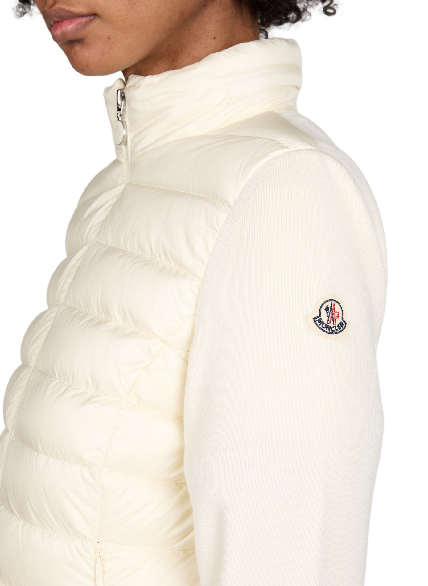 Cardigan cintré à capuche amovible MONCLER Blanc