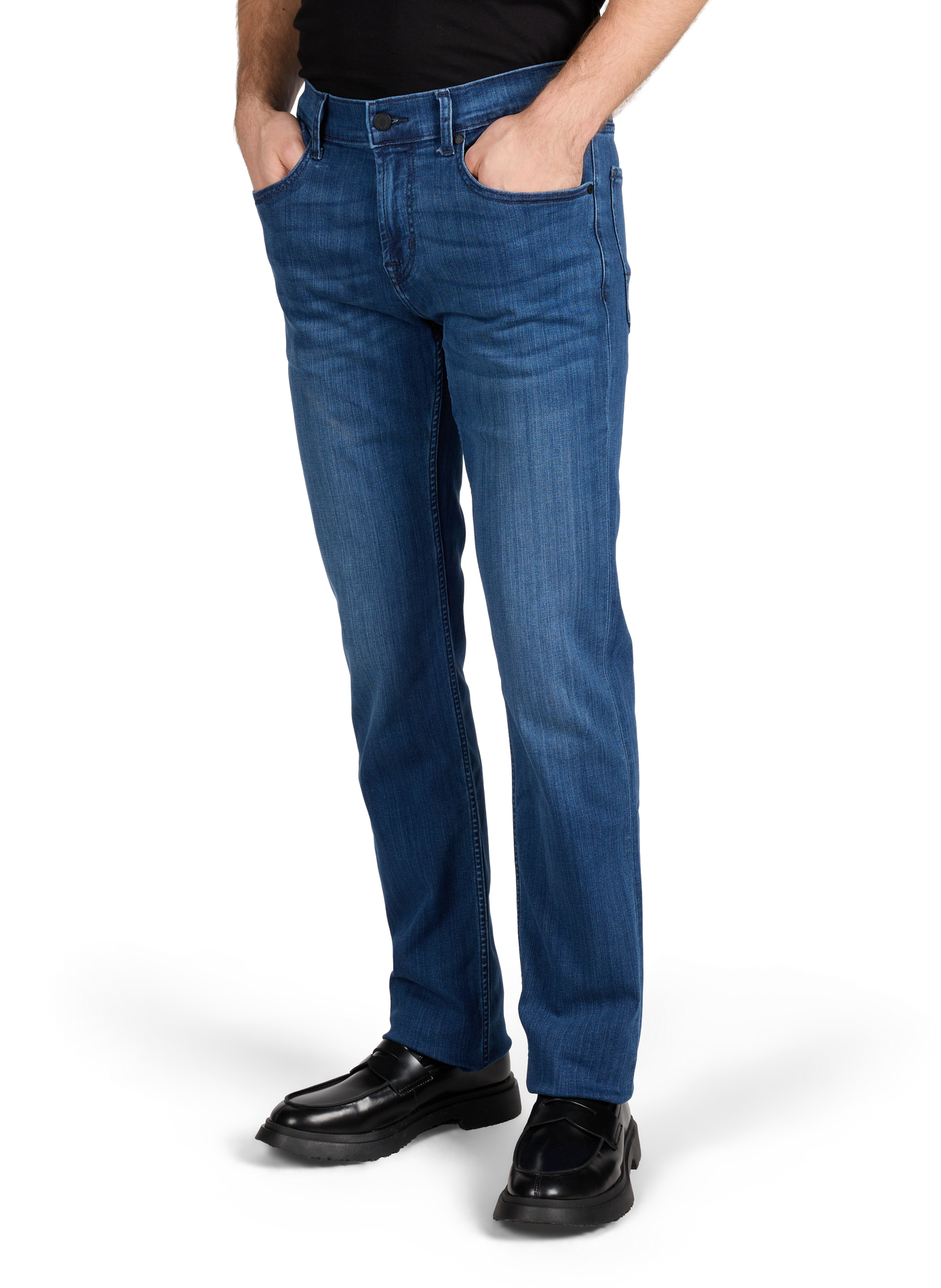Jean slim en coton mélangé 7 FOR ALL MANKIND Bleu