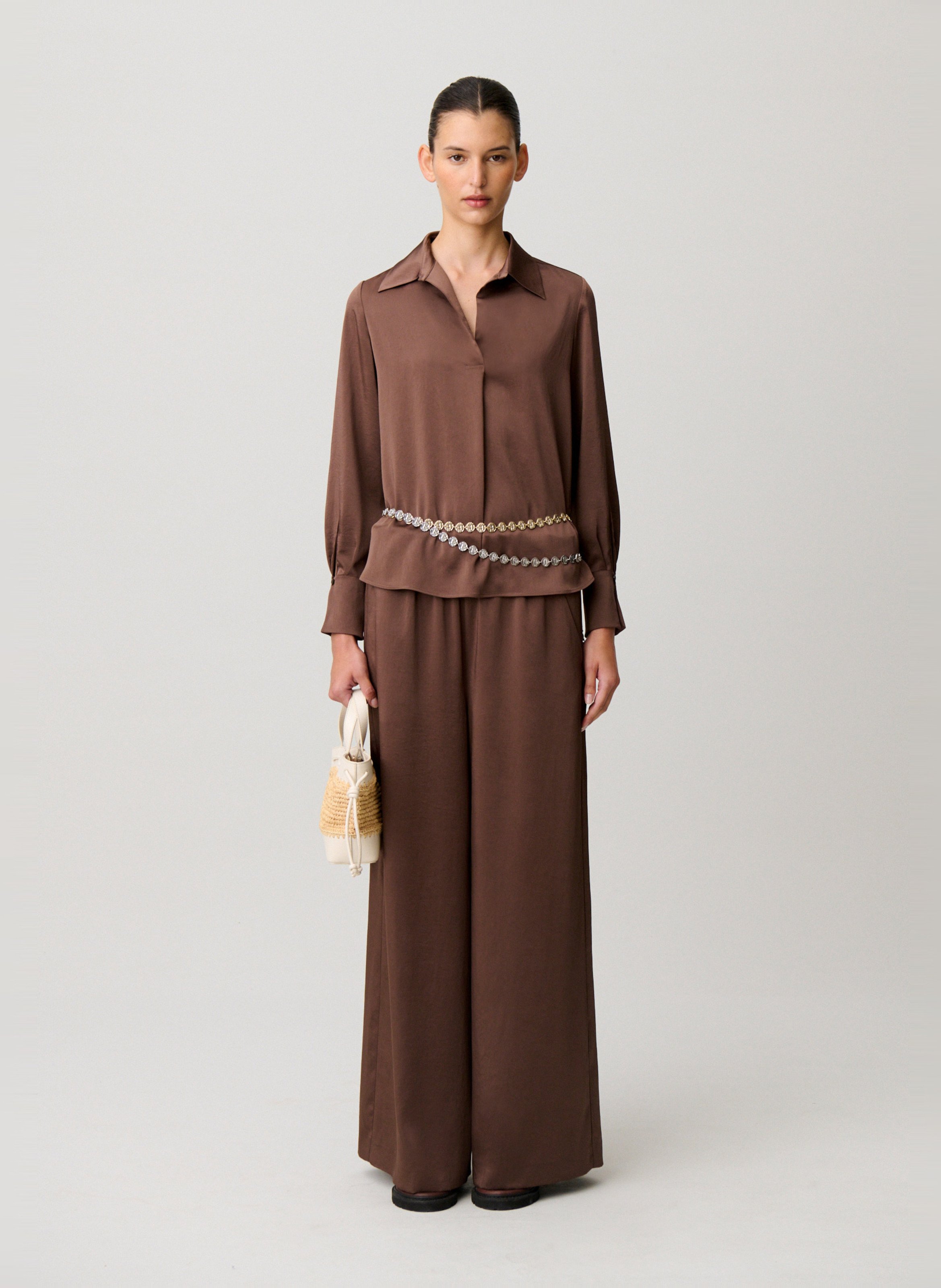 Blouse col classique CLAUDIE PIERLOT Marron