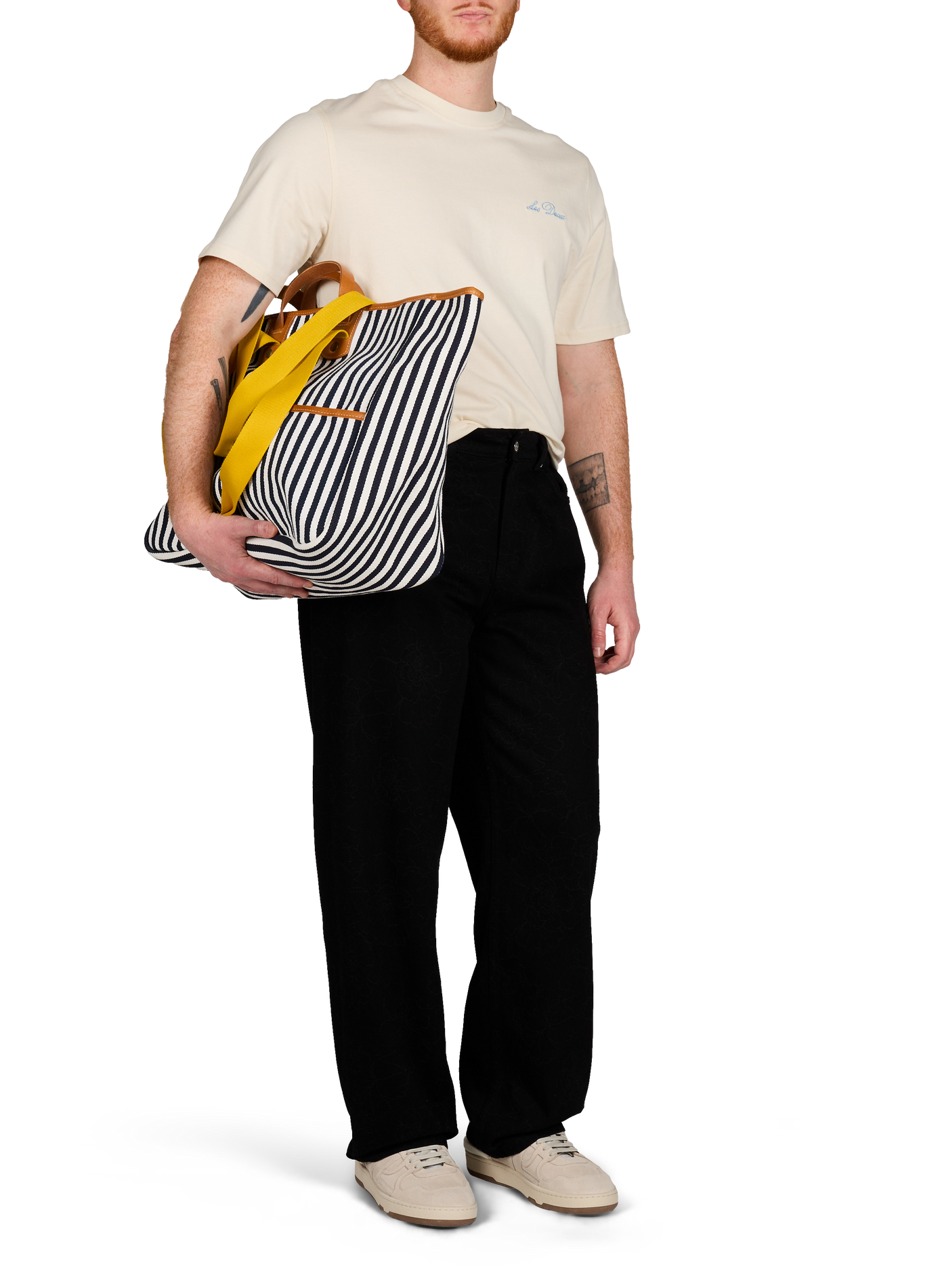 Short-sleeve embroidered cotton T-shirt LES DEUX Beige