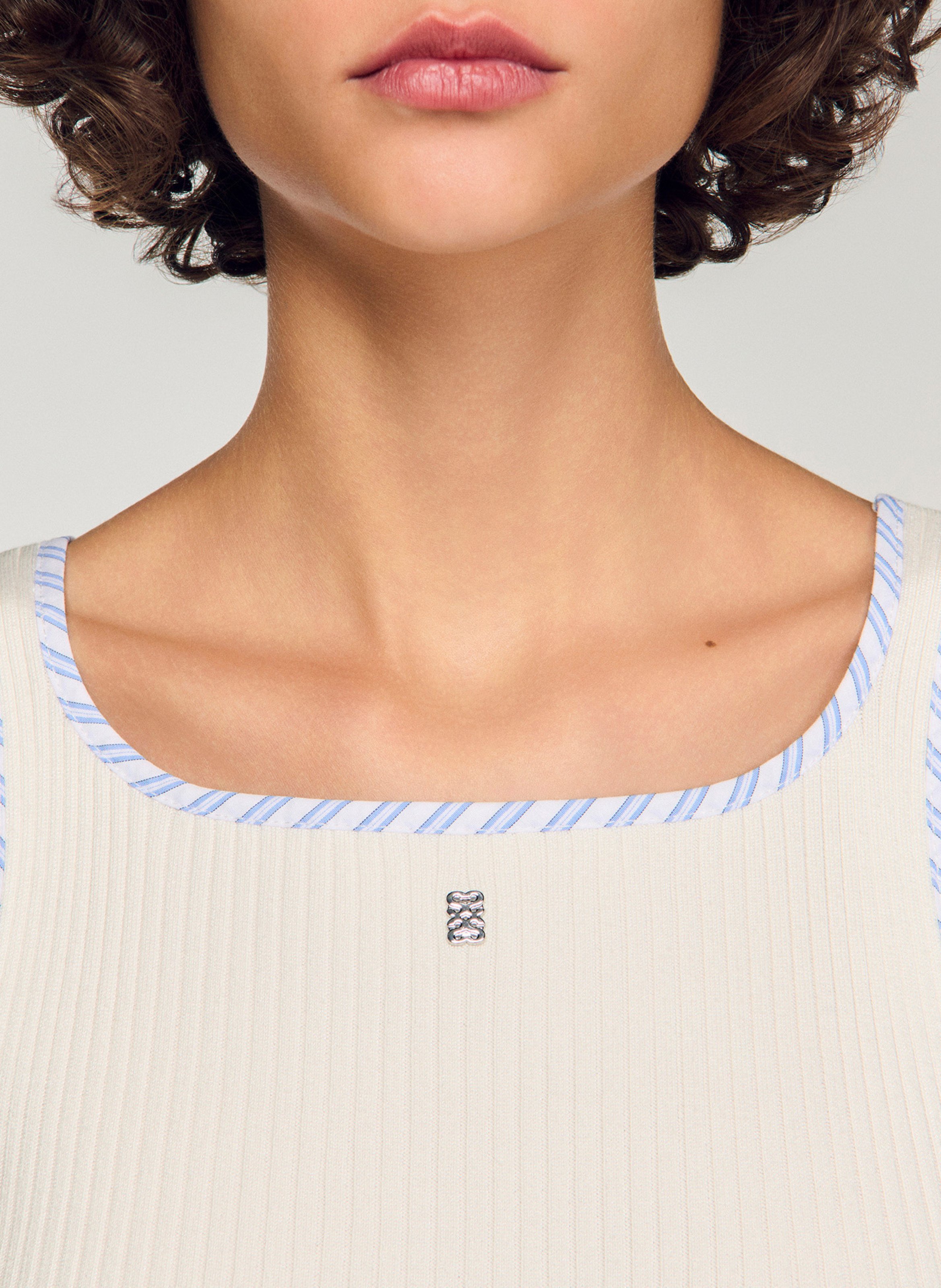 Débardeur col carré en maille SANDRO Beige