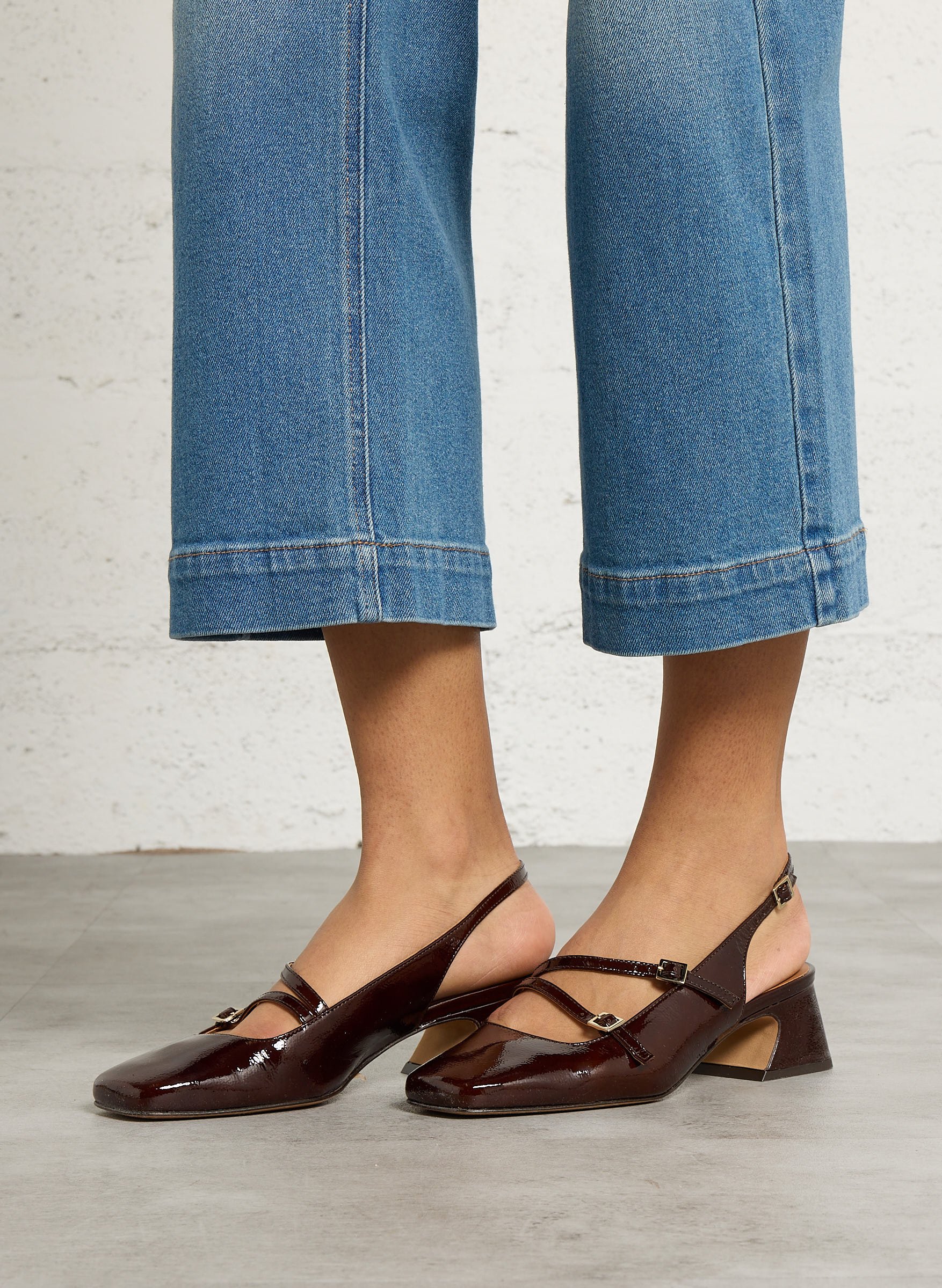 Babies slingback à brides en cuir verni becca BOBBIES Marron