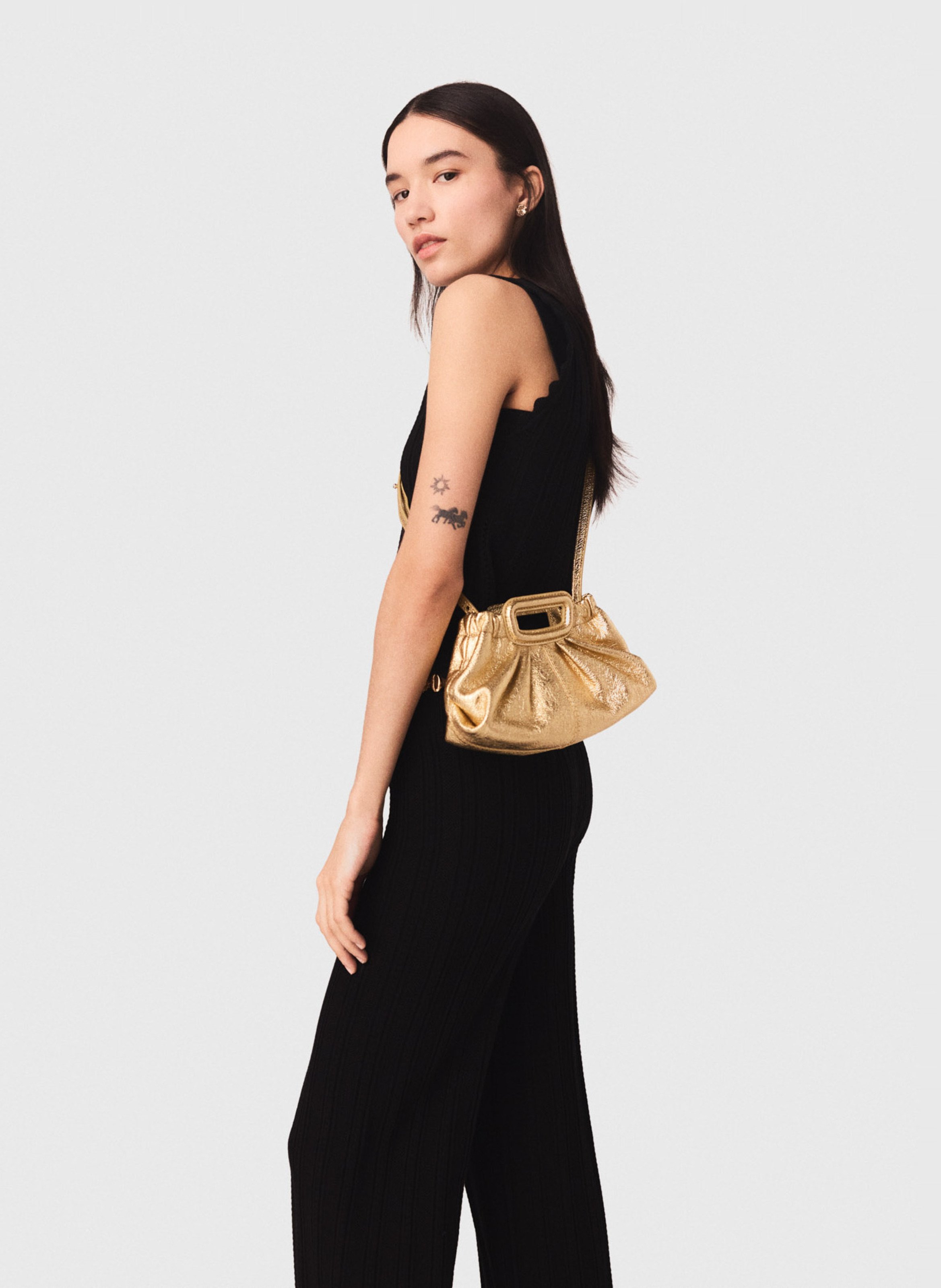 Pochette en cuir MAJE Doré