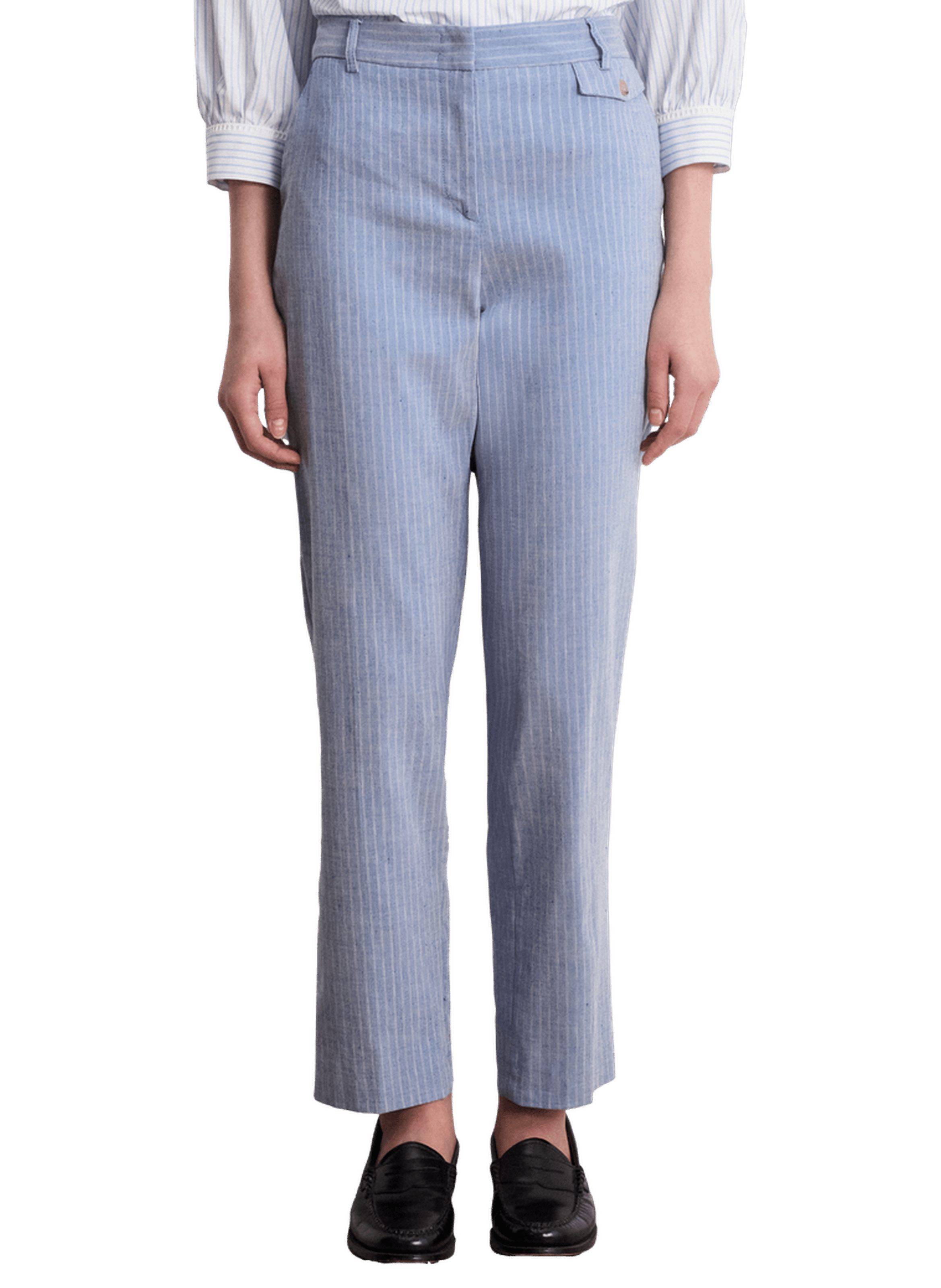 Pantalon ajusté de tailleur à rayures - biba PABLO Blanc