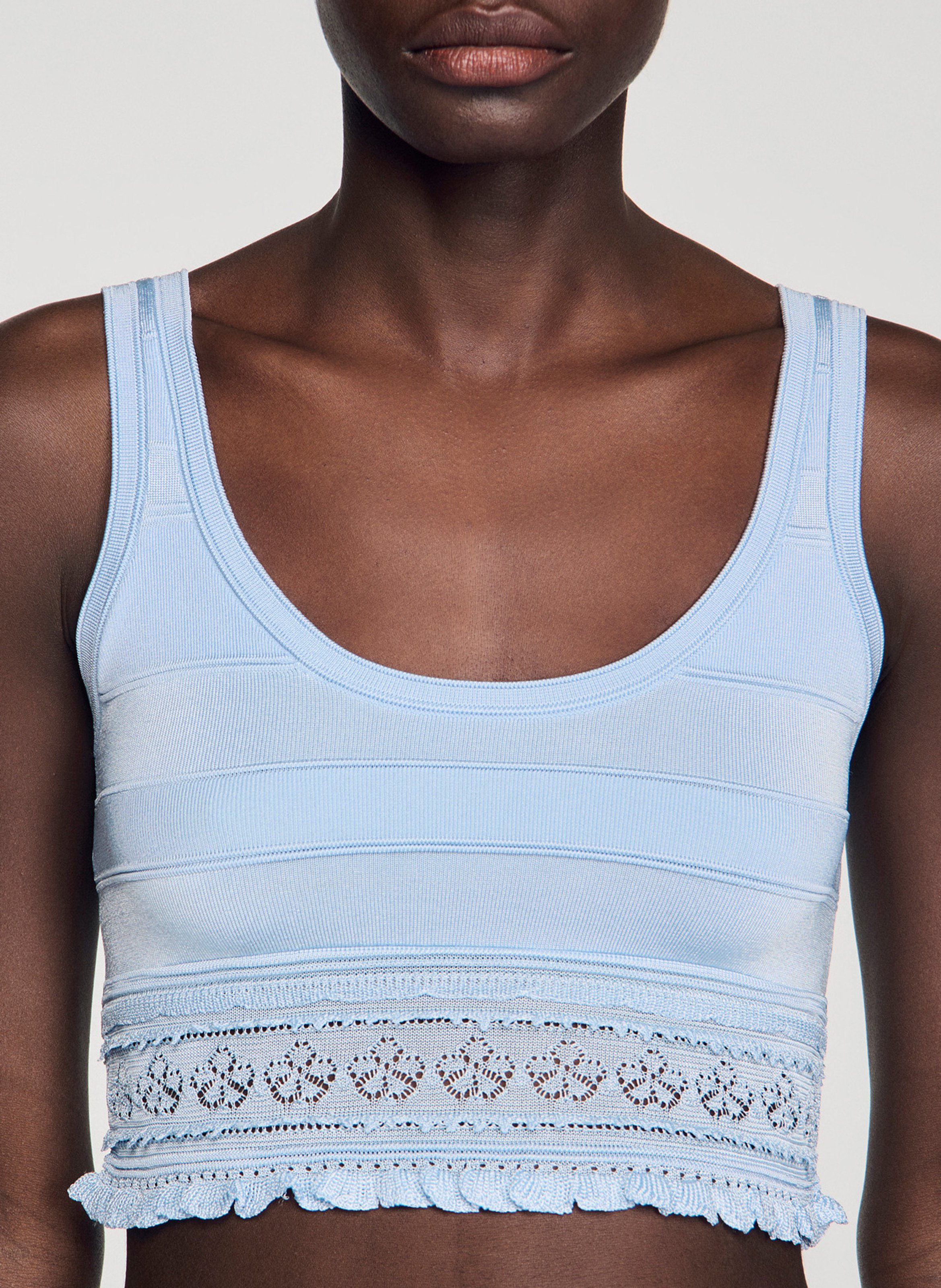 Top court en maille SANDRO Bleu