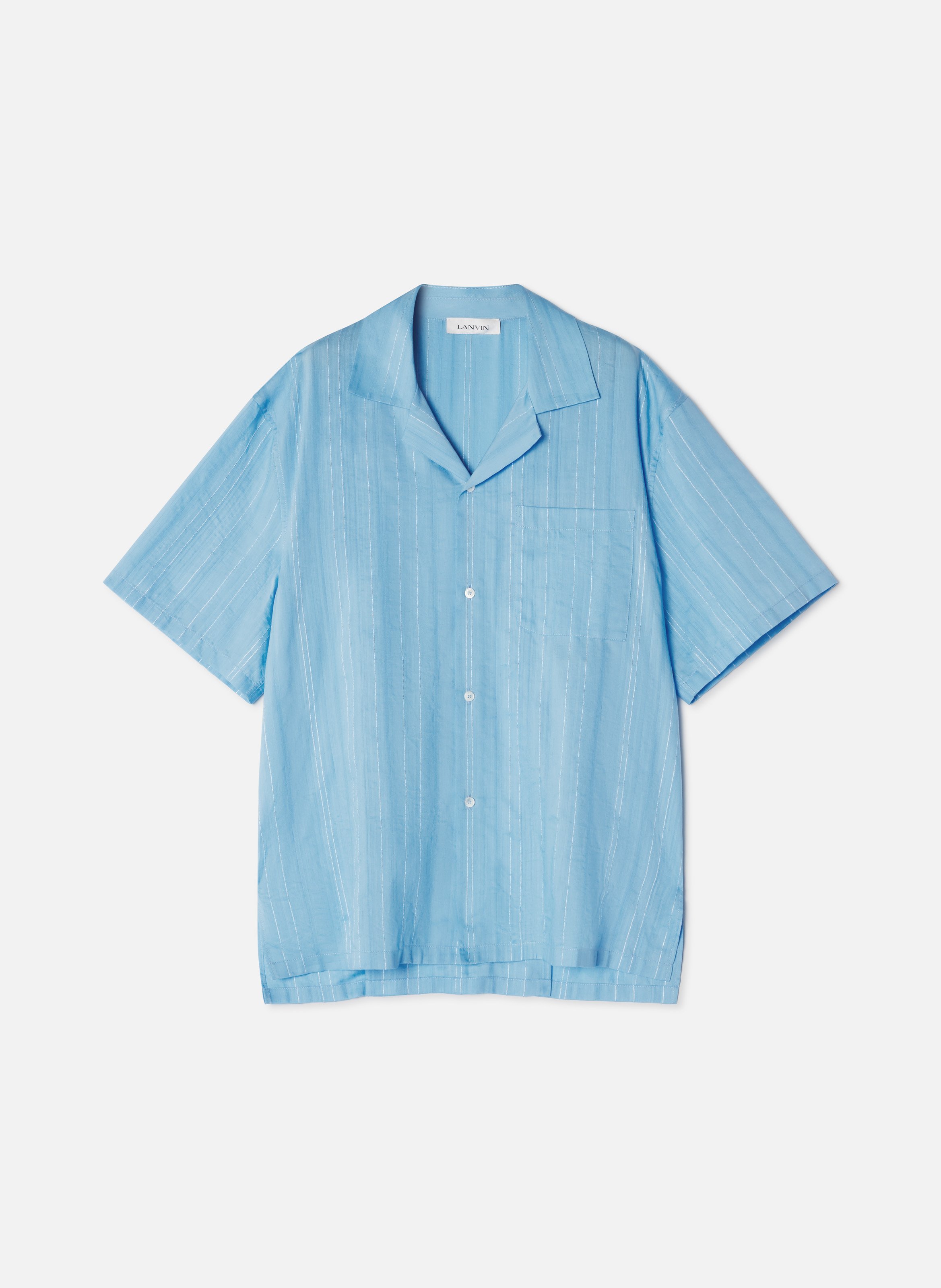 Chemise texturée en coton et soie LANVIN Bleu