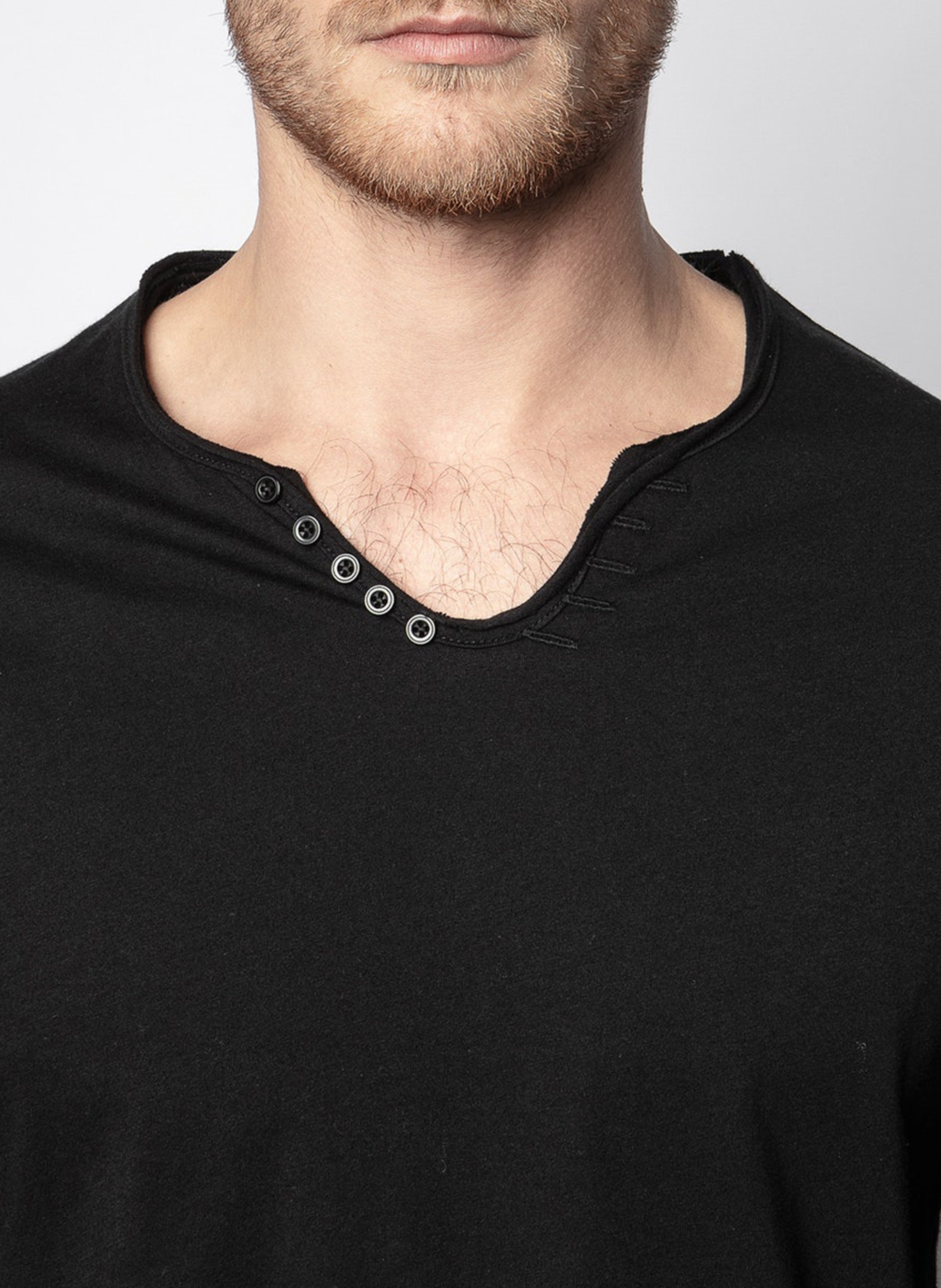Tee-shirt col tunisien regular-fit en coton monastir ZADIG&VOLTAIRE Zwart