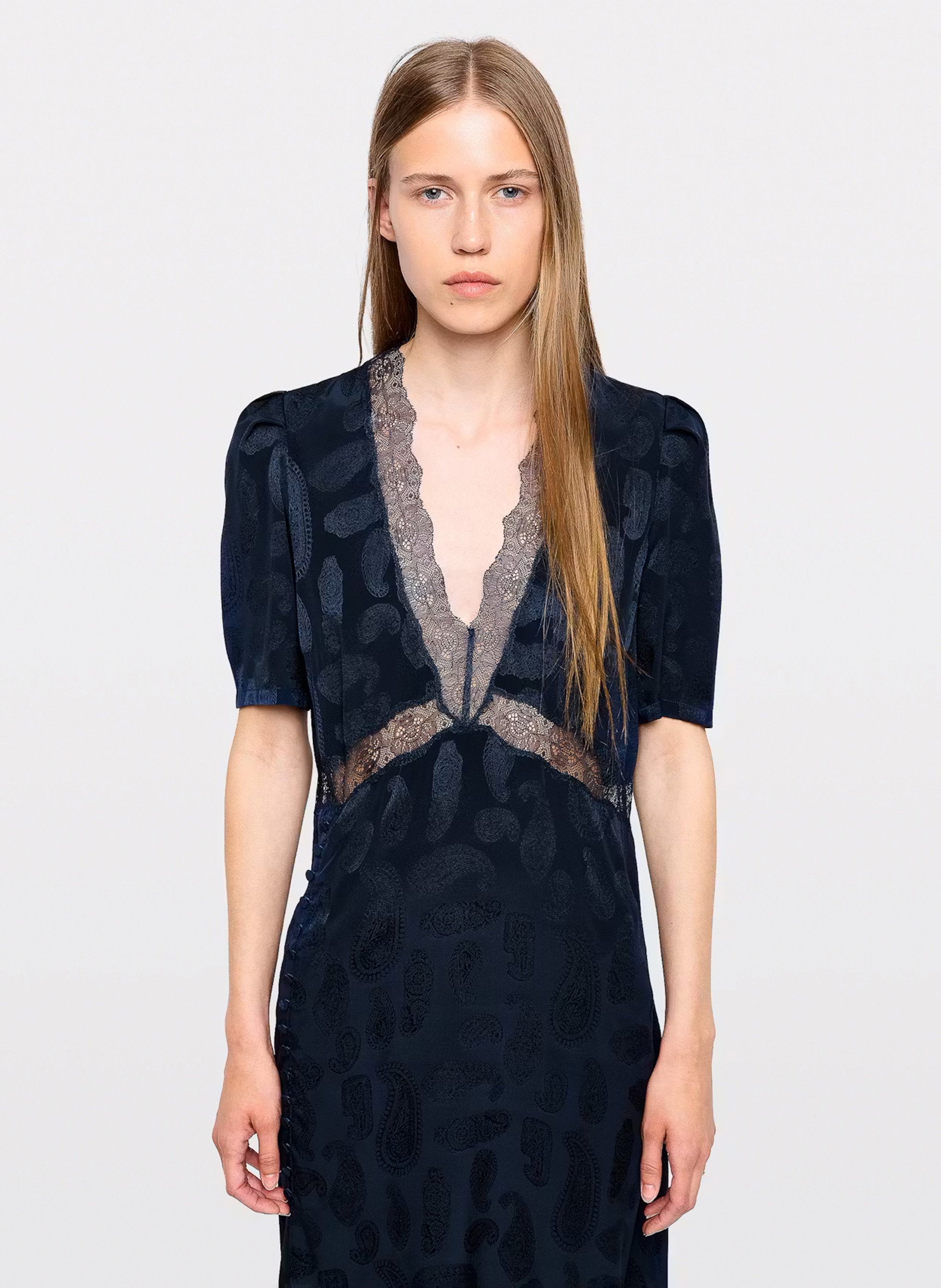 Robe midi en soie redox ZADIG&VOLTAIRE Bleu