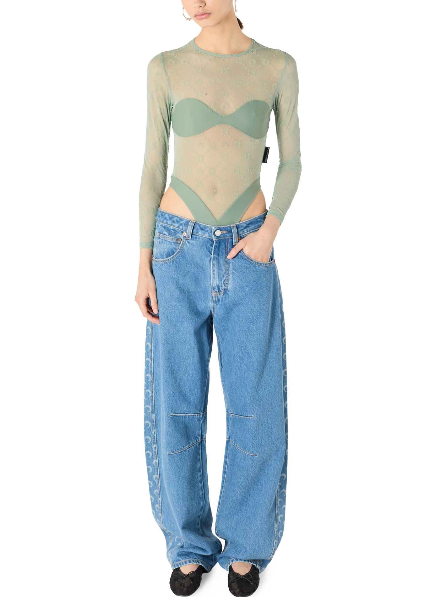 Light blue denim barrel jeans organic cotton MARINE SERRE Blue