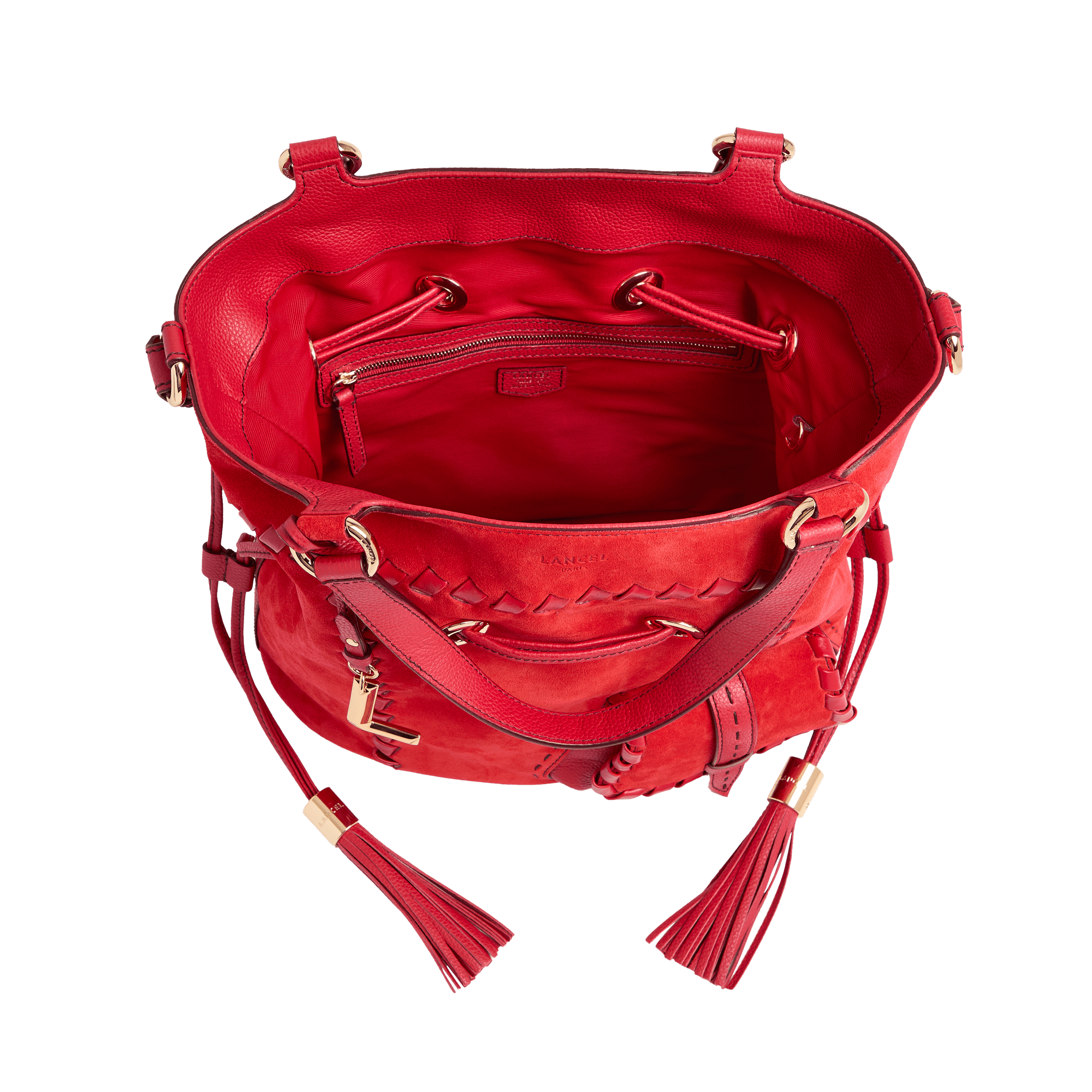 Handtas eerste flirt capsule 150 jaar in kalfsleer LANCEL Rood