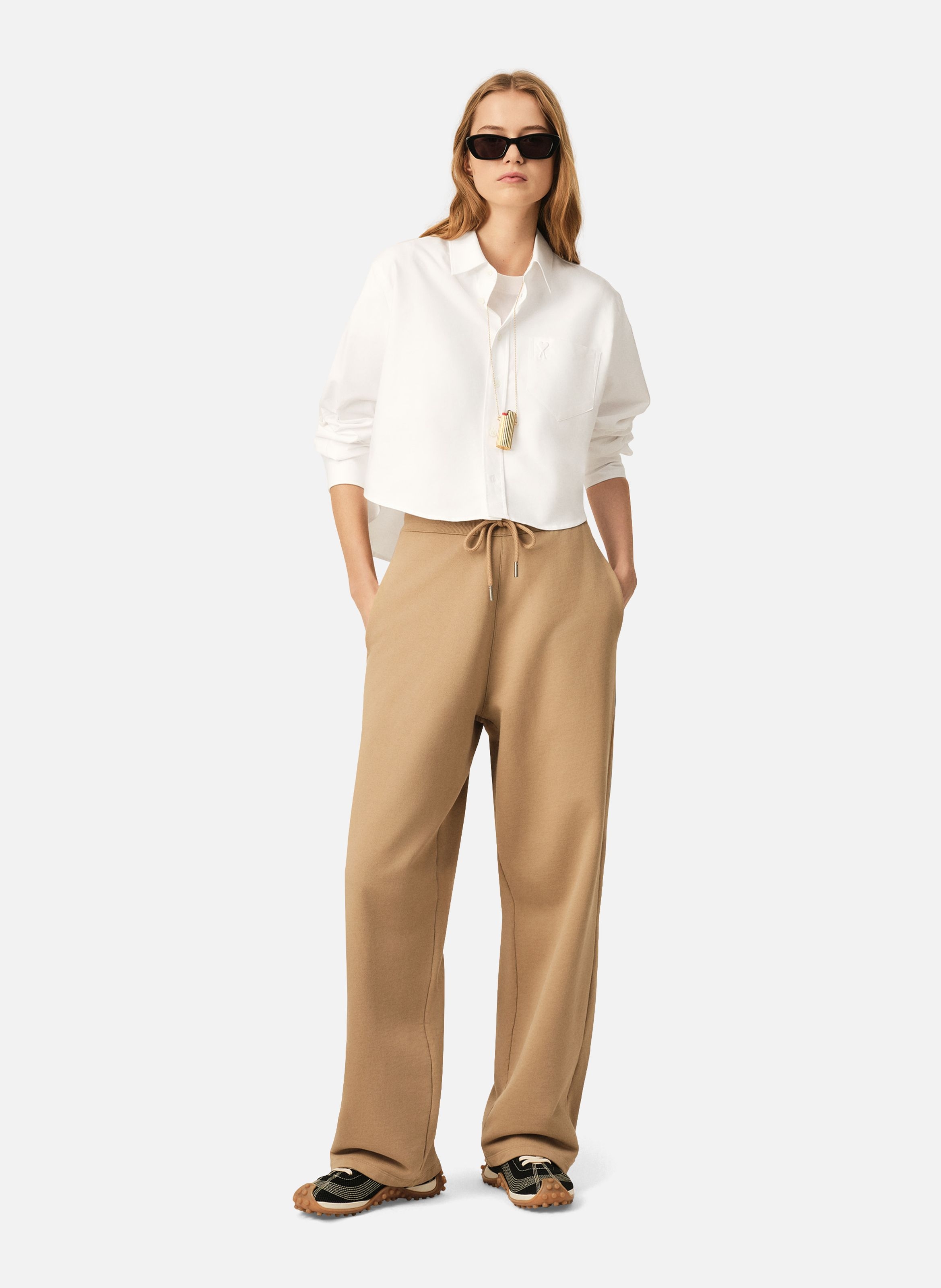 Chemise courte en coton ami de coeur embossé AMI PARIS Blanc