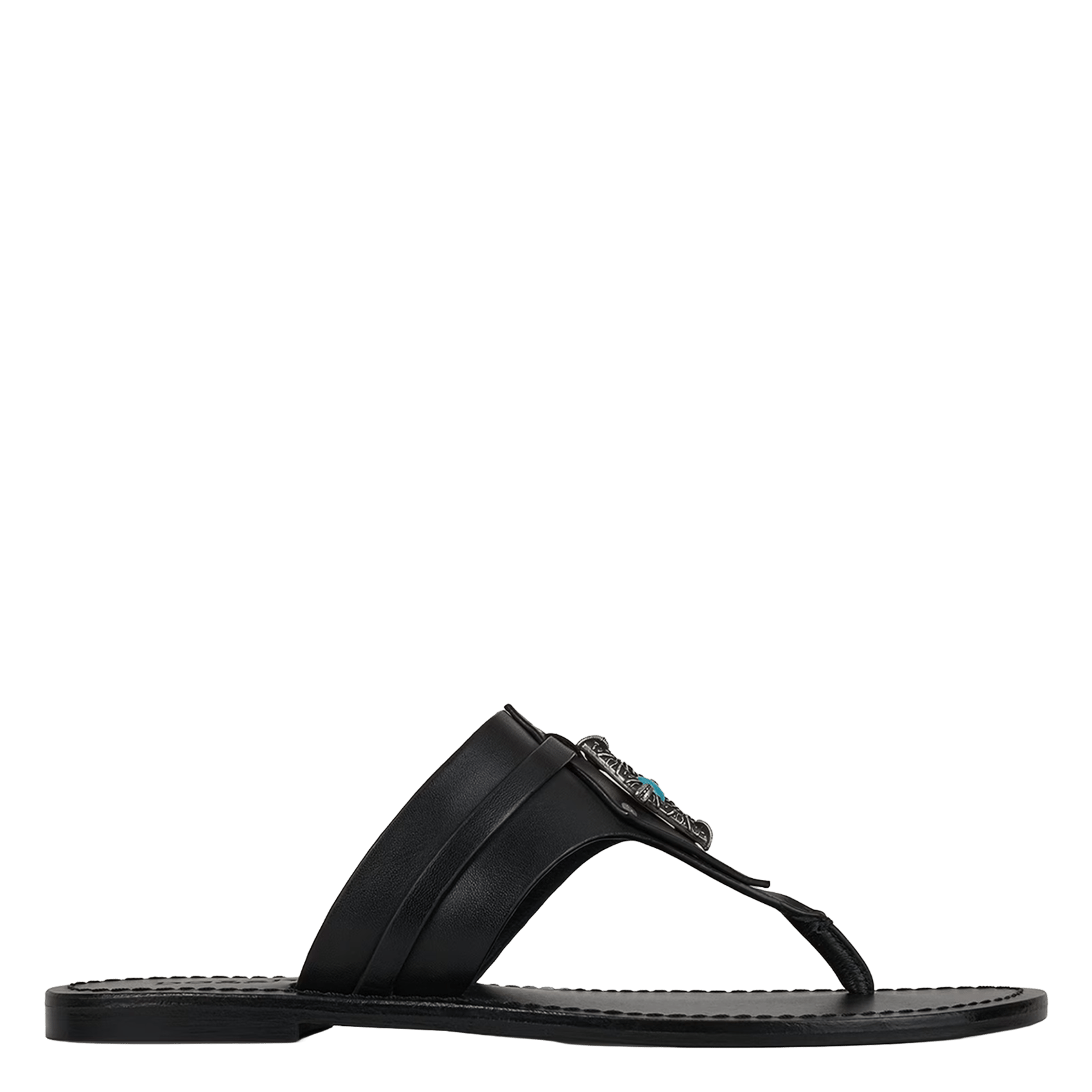 Leren slippers met Corfou-ornamenten BA&SH Zwart
