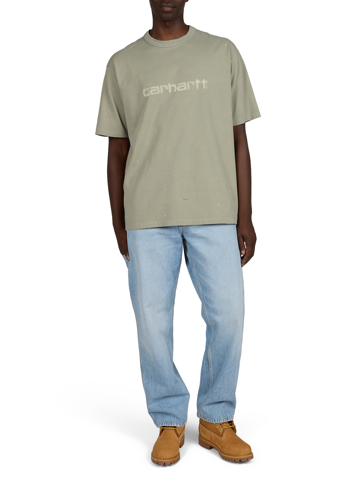 Tee-shirt droit col rond imprimé en coton CARHARTT WIP Vert