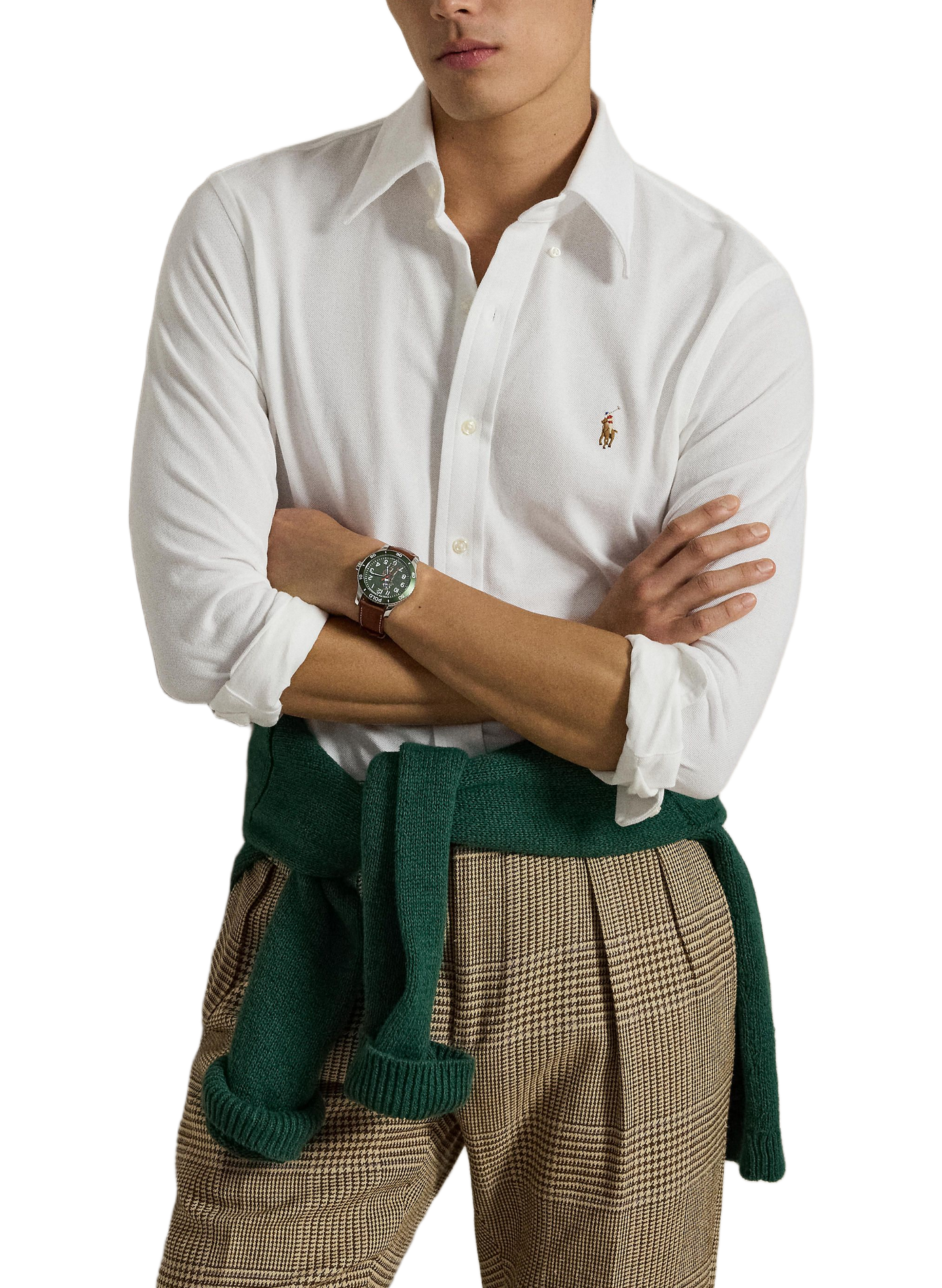 Slim shirt with embroidered logo in cotton POLO RALPH LAUREN White