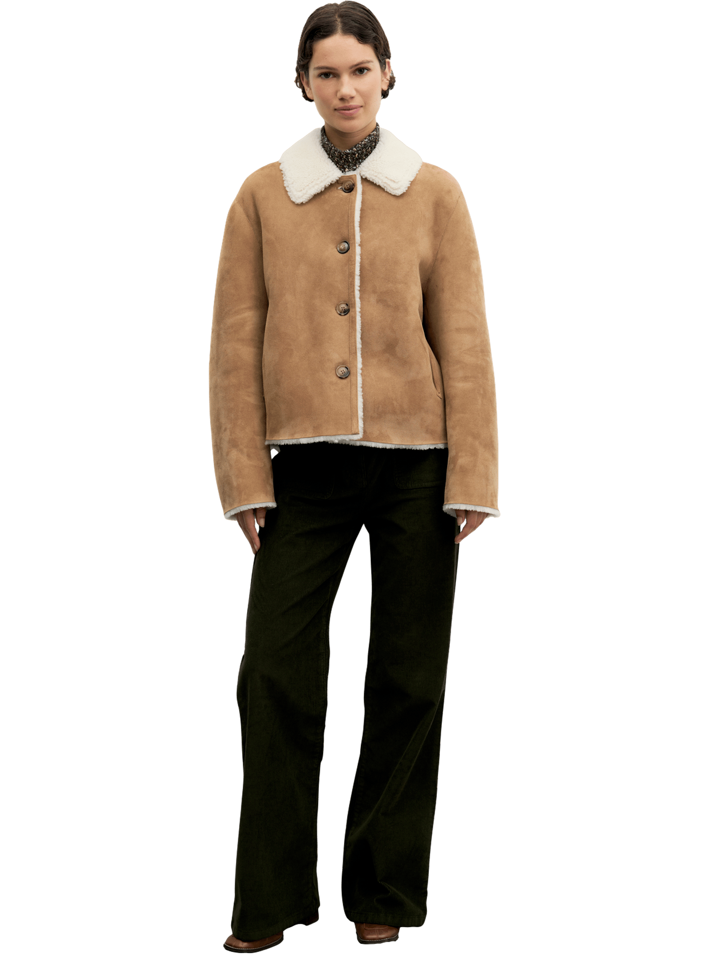 Manteau court réversible en peau lainée - farra GERARD DAREL Marron