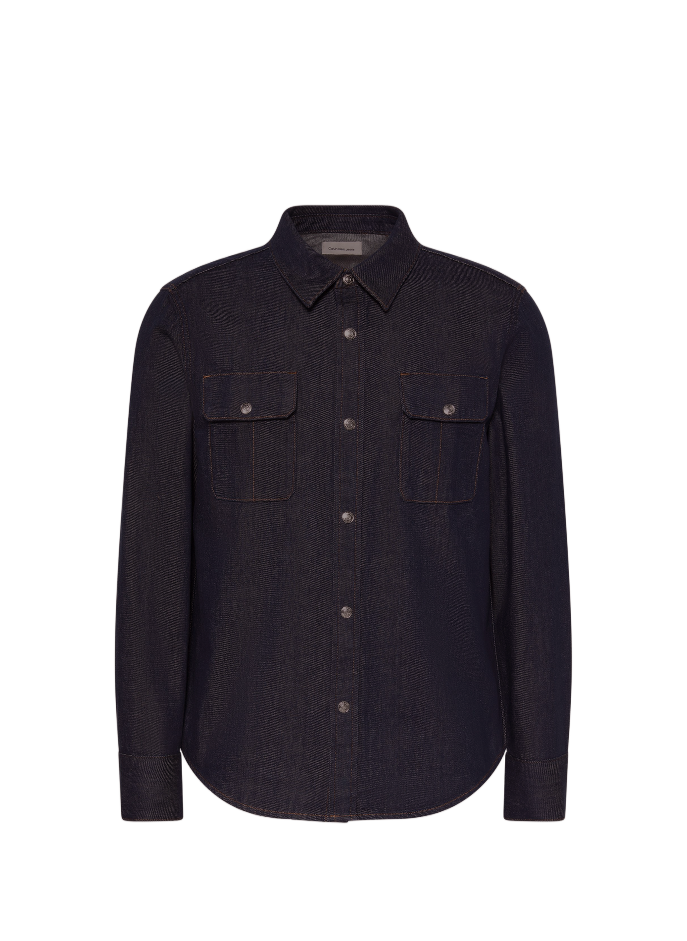 Chemise col classique en denim de coton CALVIN KLEIN Bleu