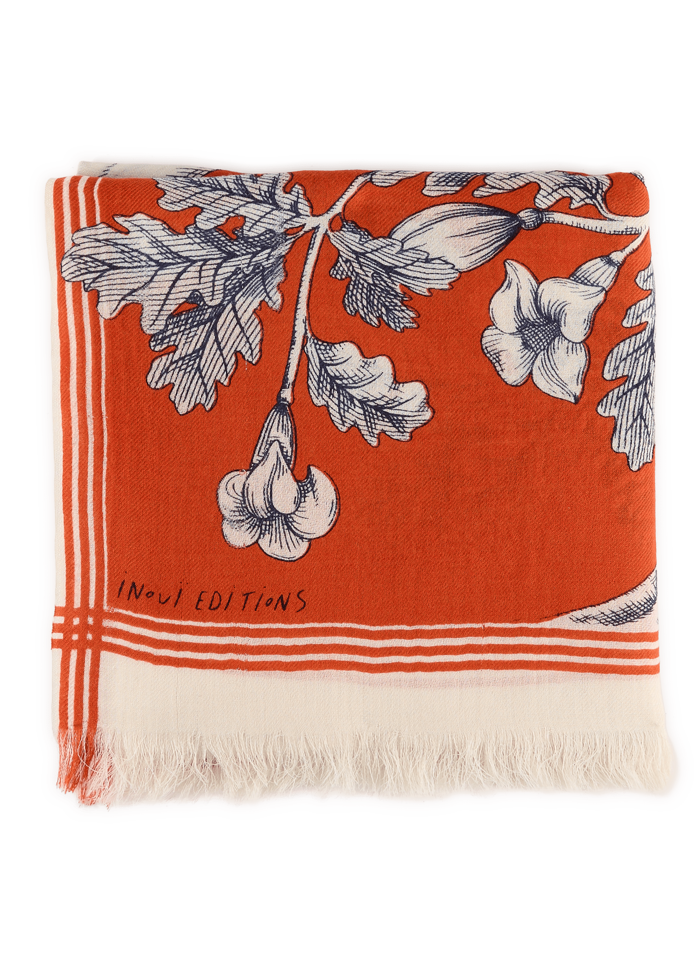 Silk printed Scarf INOUI EDITIONS Orange