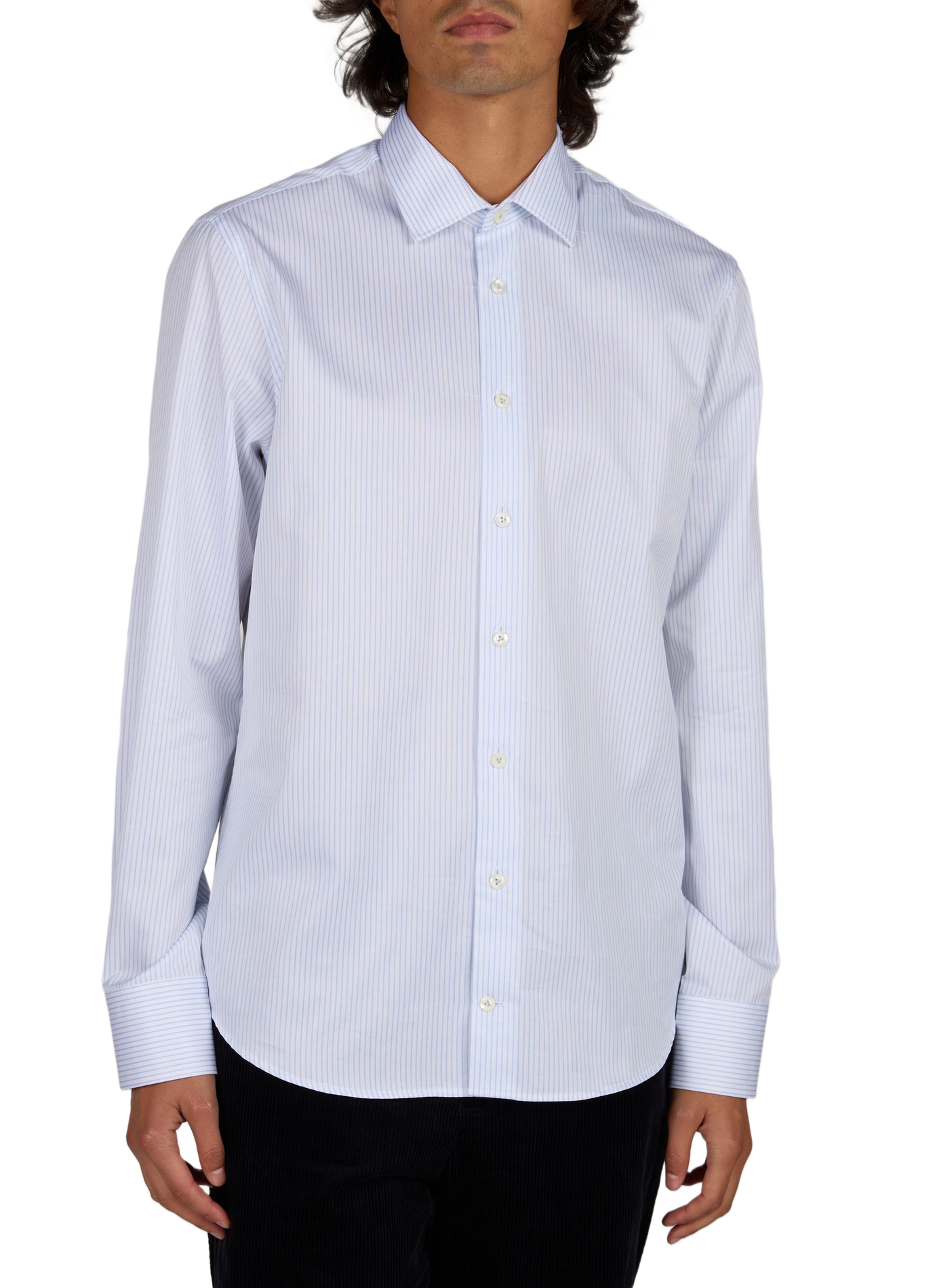 Chemise ajustée rayée en coton VAN LAACK Marron