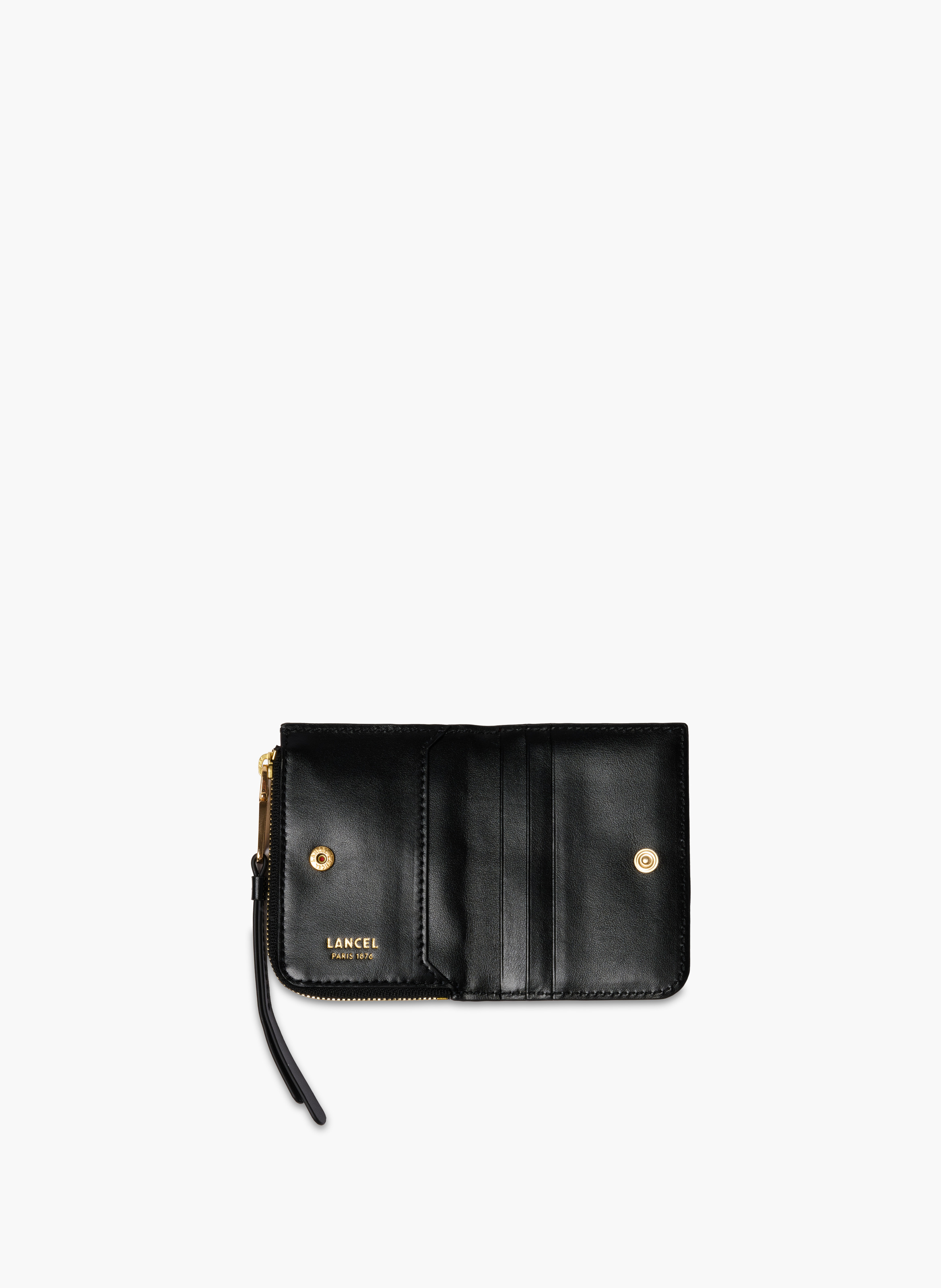 Mini portefeuille zippé origami de lancel en cuir LANCEL Noir