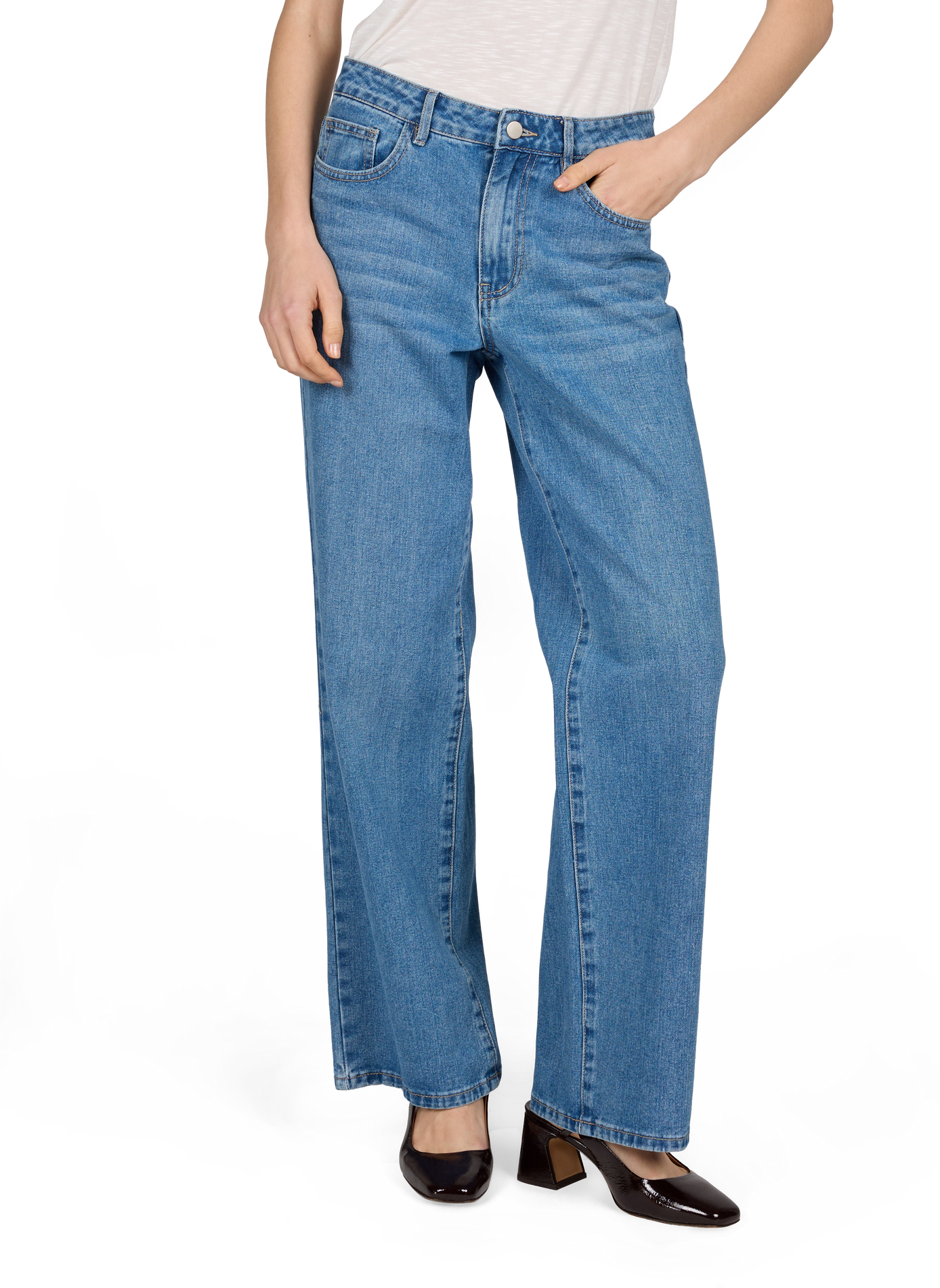 Straight leg cotton denim jeans VILA Blue
