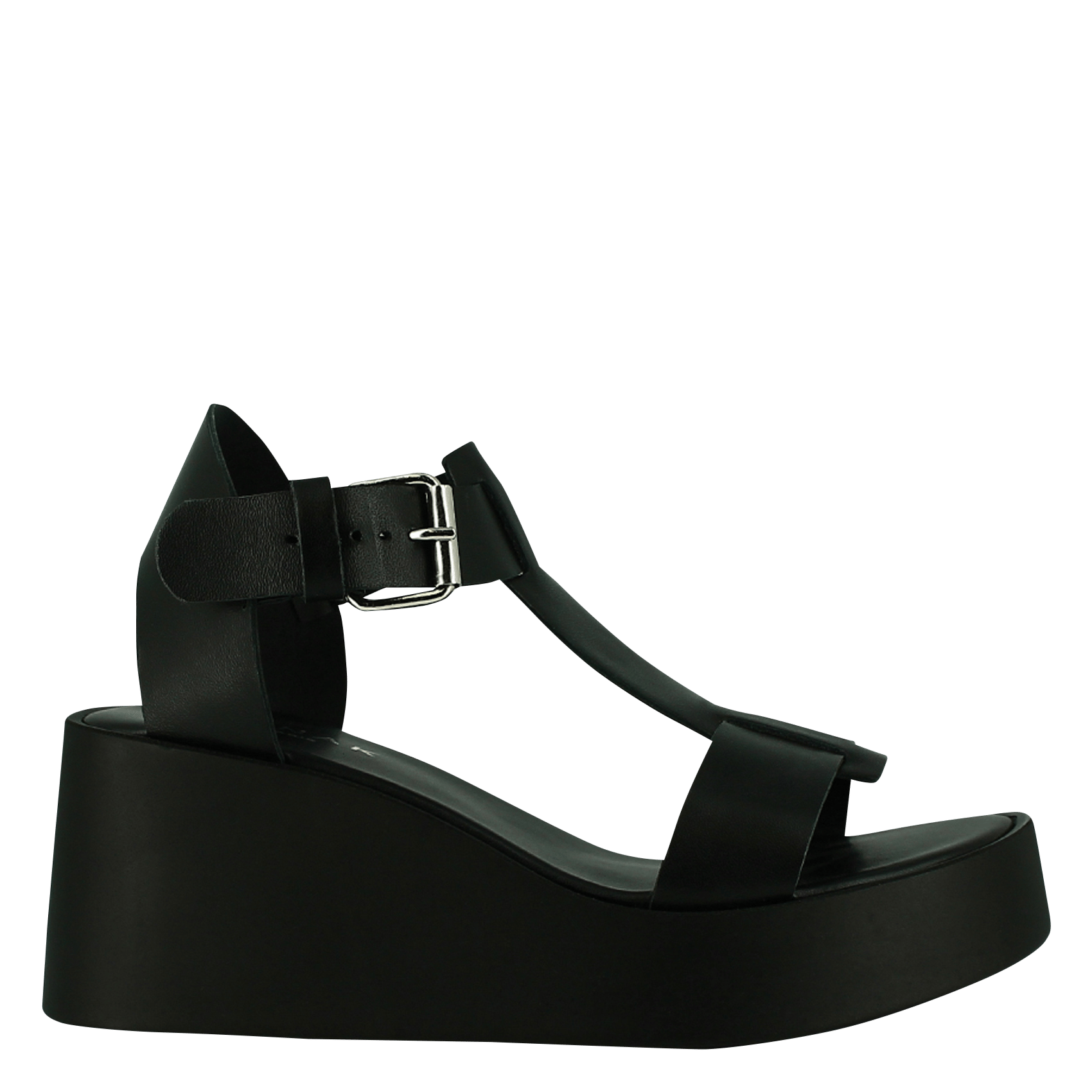 Sandales compensées en cuir estelle JONAK Noir