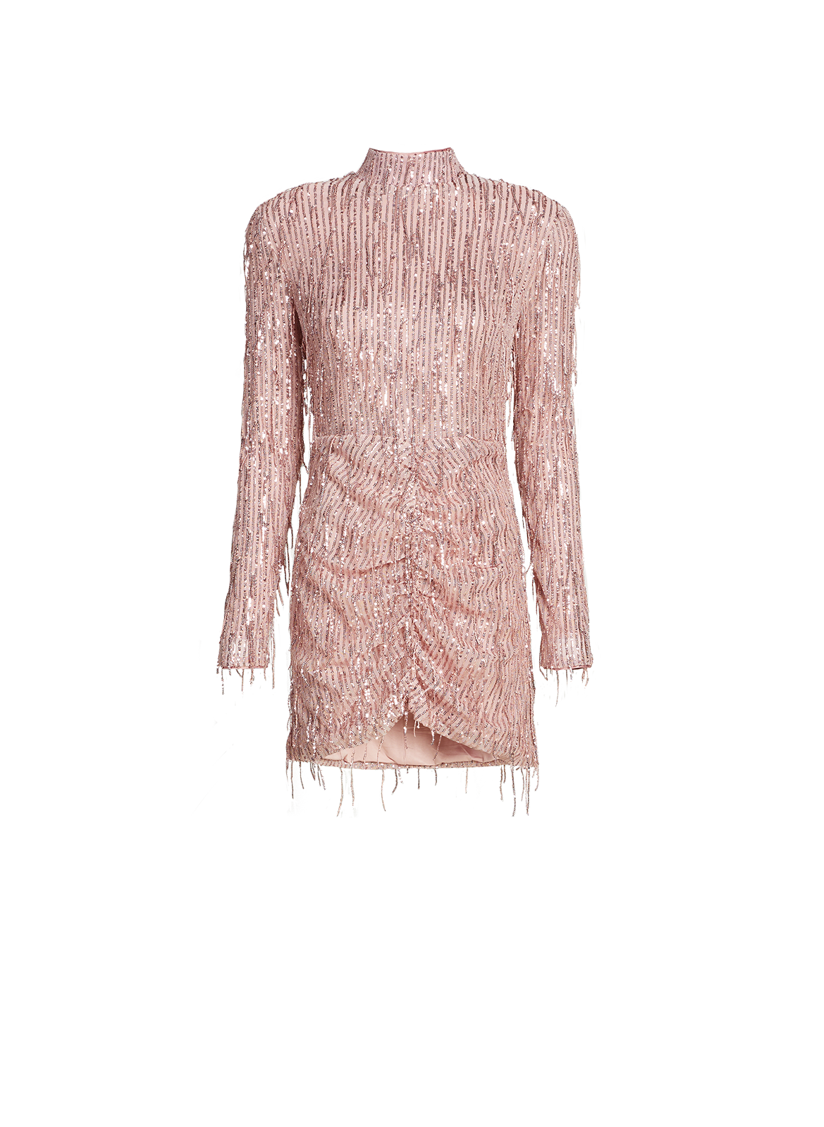 Robe courte à franges et sequins ROTATE Rose