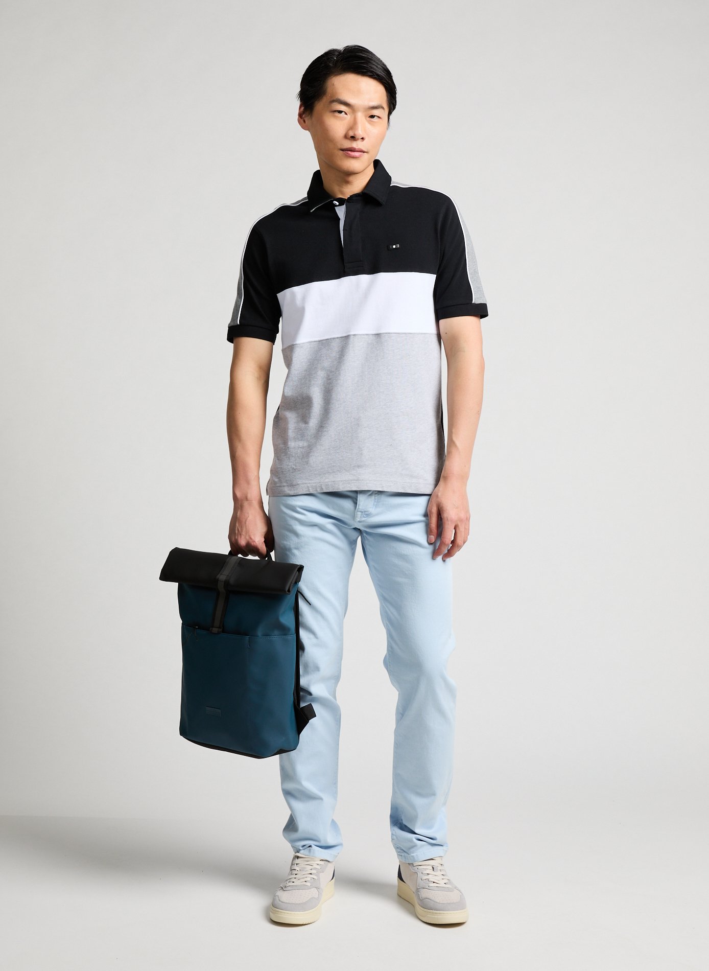 Polo tricolore en coton EDEN PARK Gris