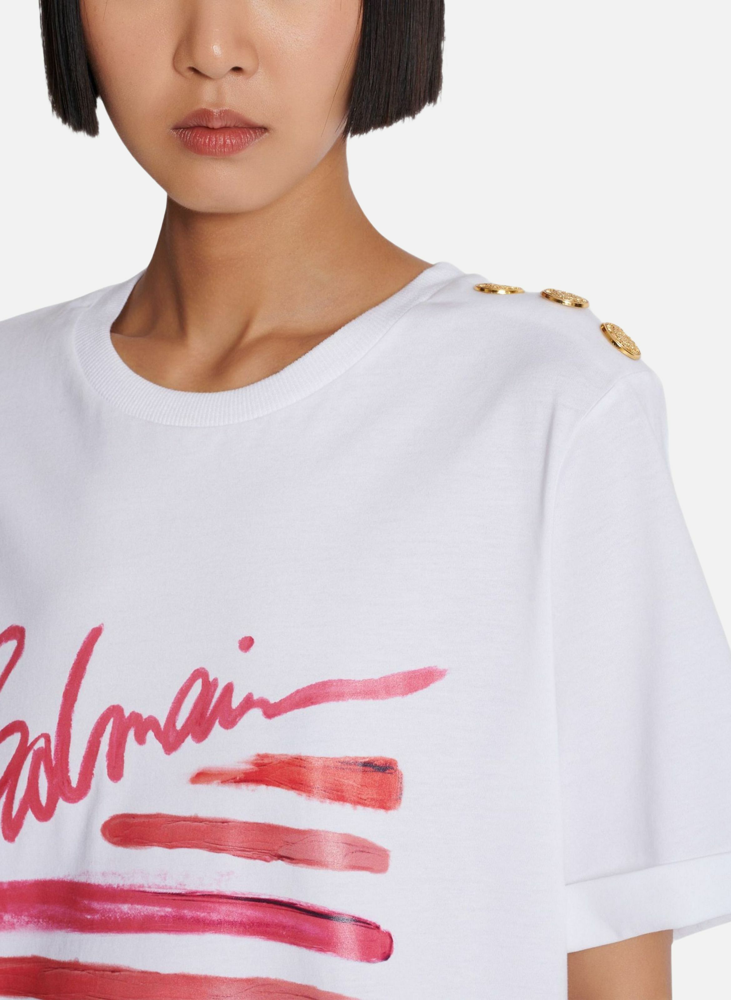 T-shirt imprimé balmain lipstick BALMAIN Blanc