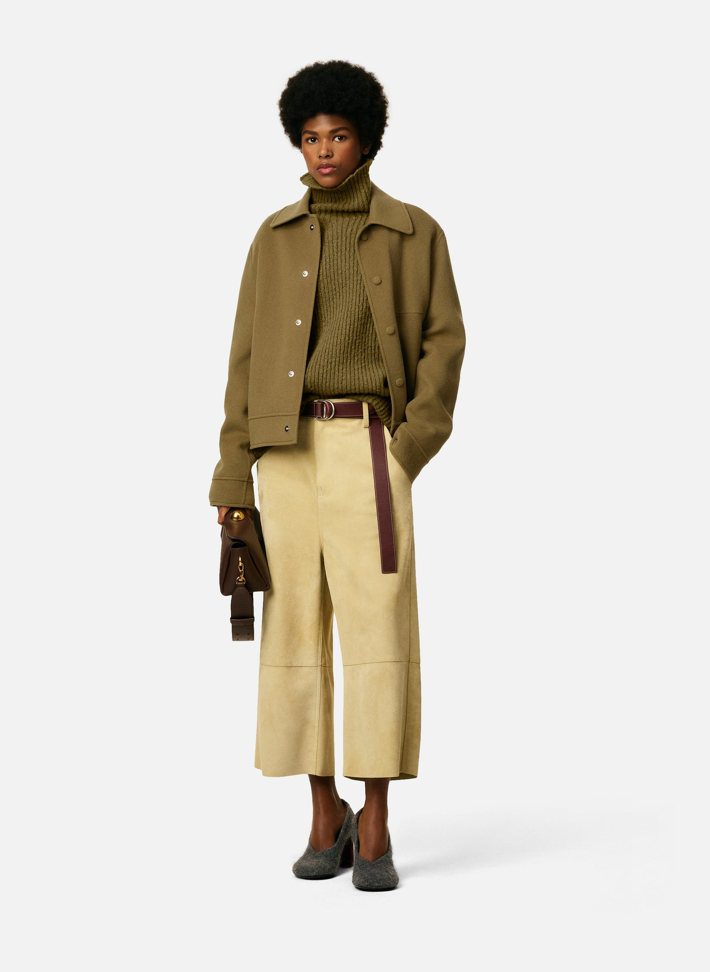 Blouson boule boutonné en laine AMI PARIS Vert