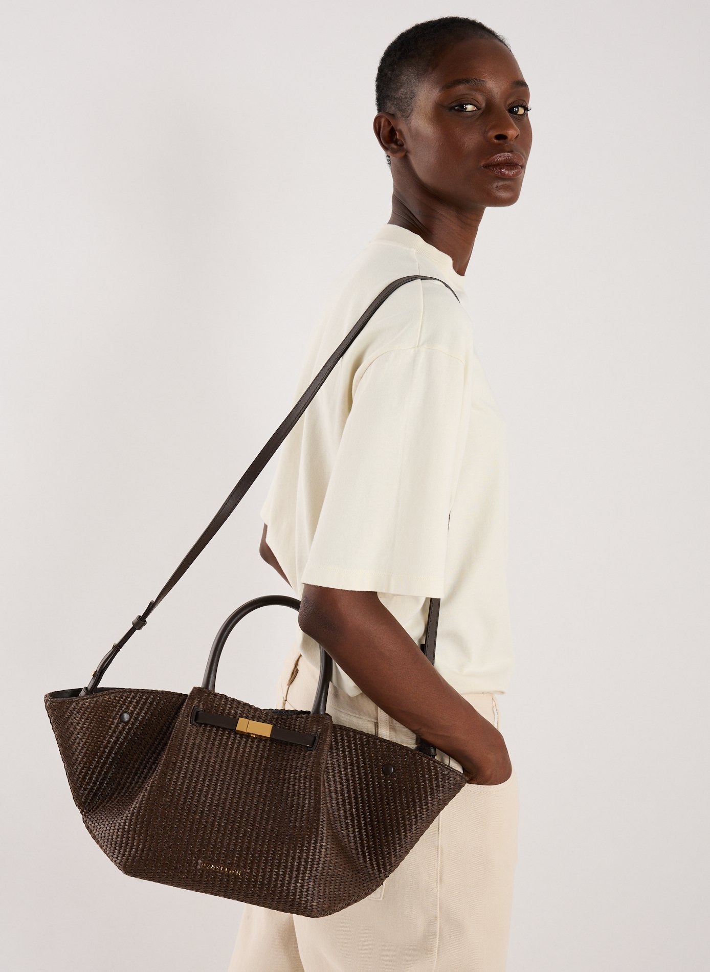 Sac à main Midi New York en Raphia DEMELLIER LONDON Noir