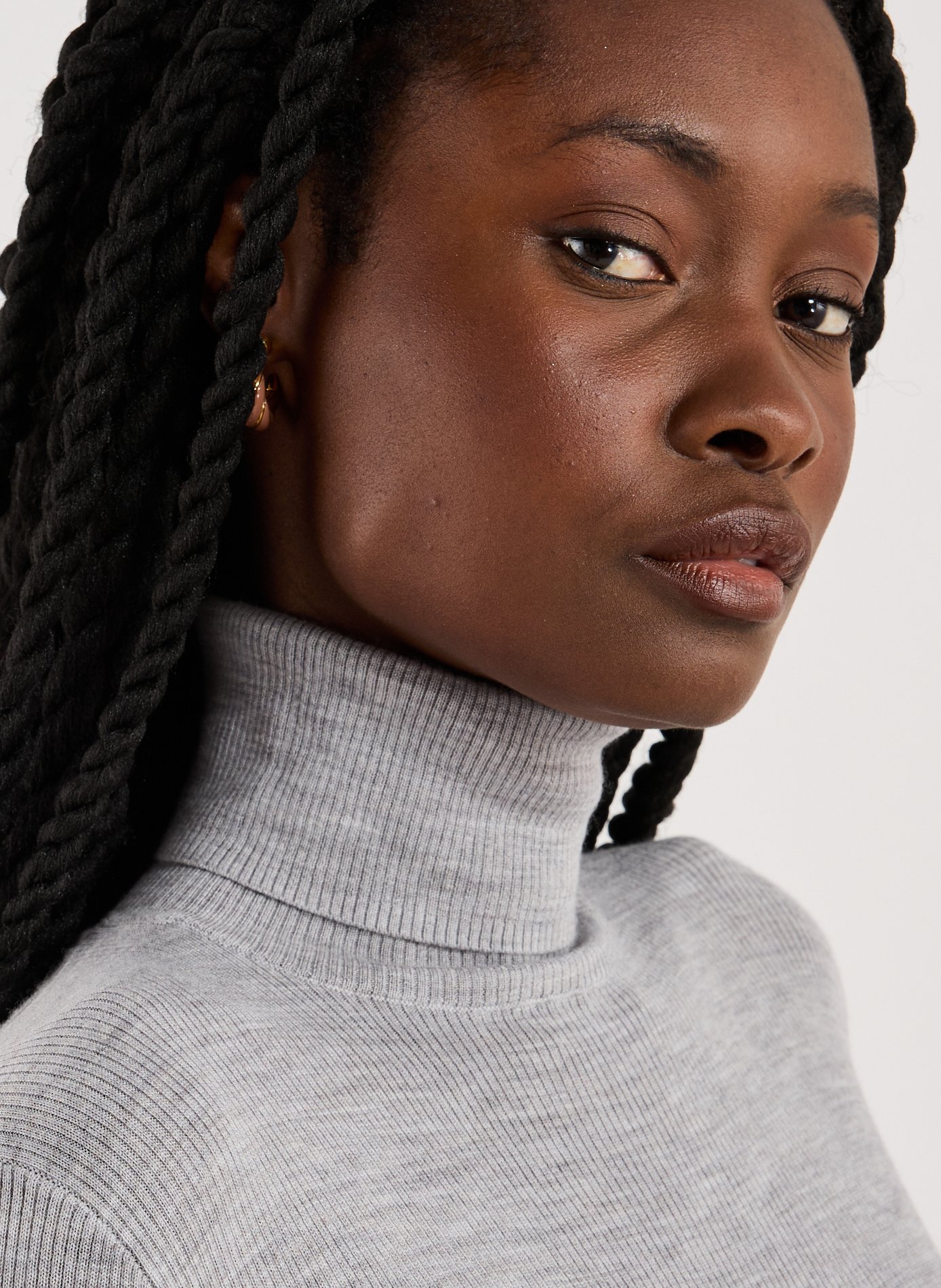 Top côtelé col montant en laine TIBI Gris