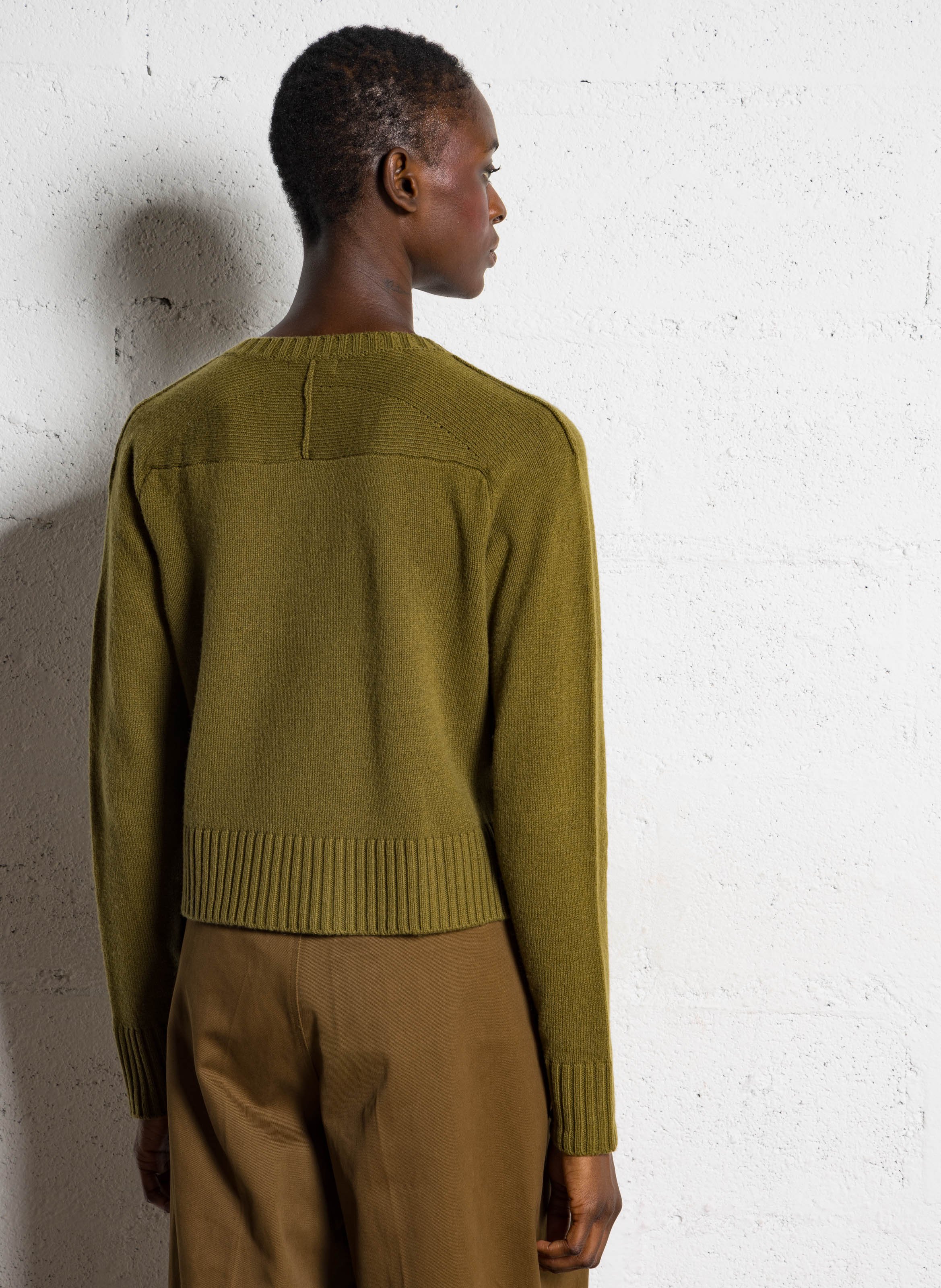 Cardigan col rond droit en laine virginia SOEUR Marron