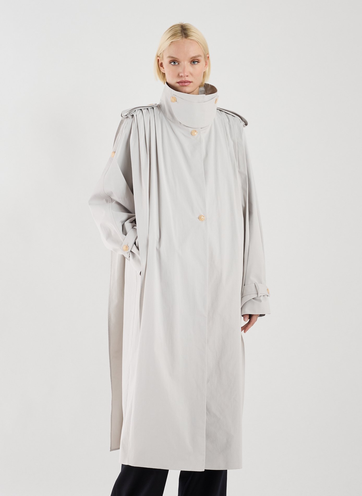 VIKTORIA CHAN Manteau imperméable long en coton mélangé Gris