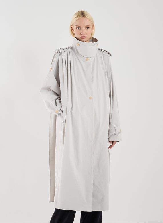 Long waterproof coat in blended cotton | Grey by VIKTORIA CHAN Long waterproof coat in blended cotton Grey