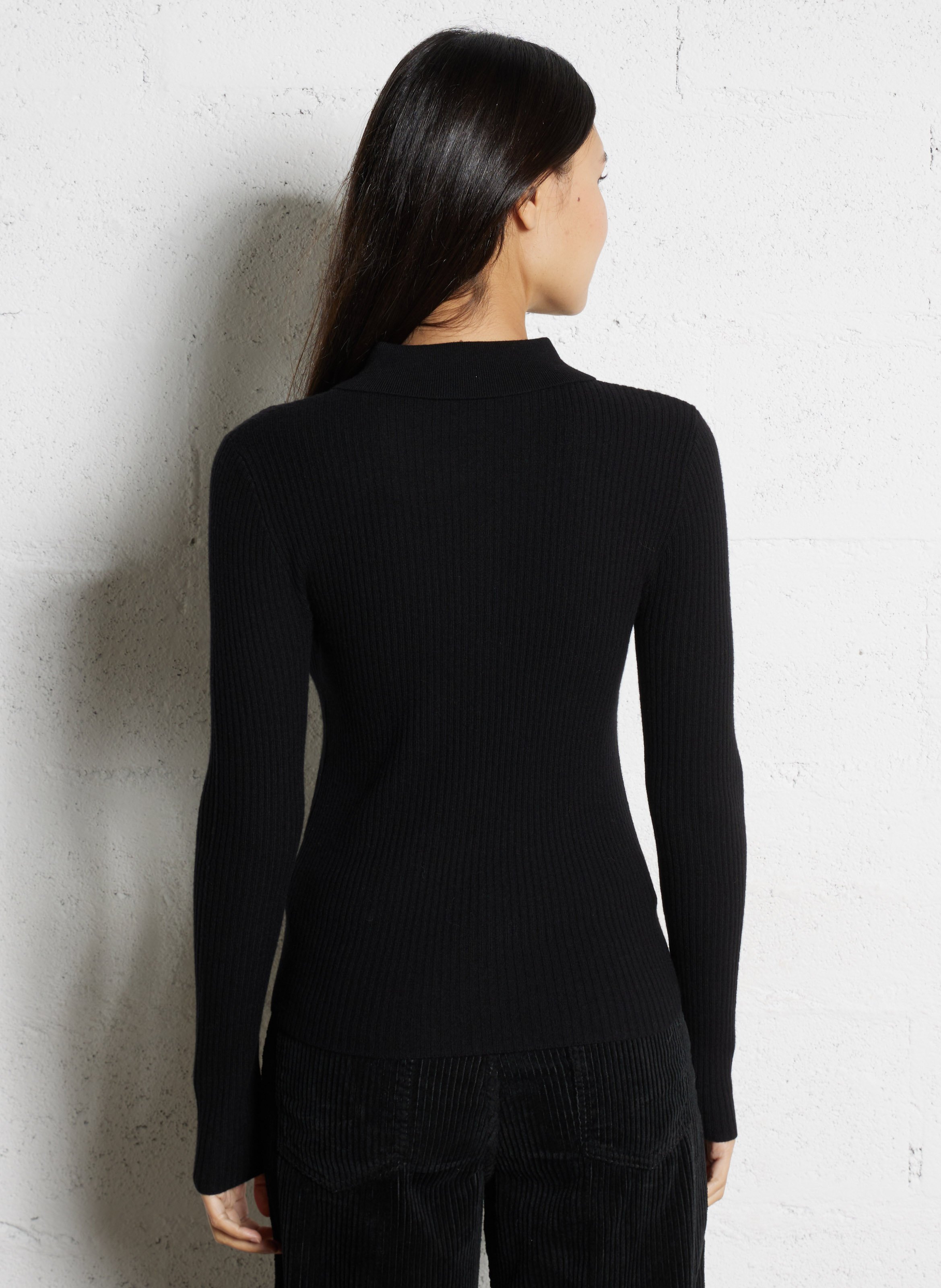 Pull col polo en laine IKKS Noir