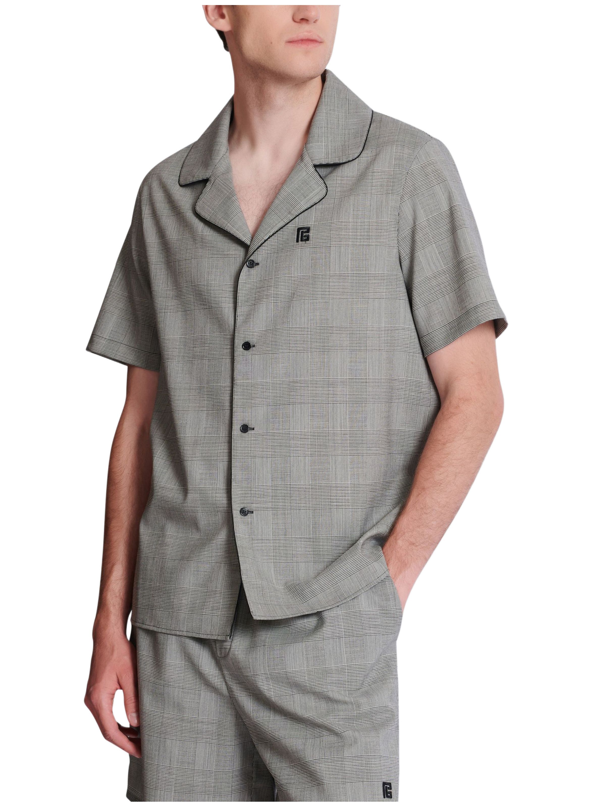 Chemise à manches courtes prince de galles BALMAIN Noir