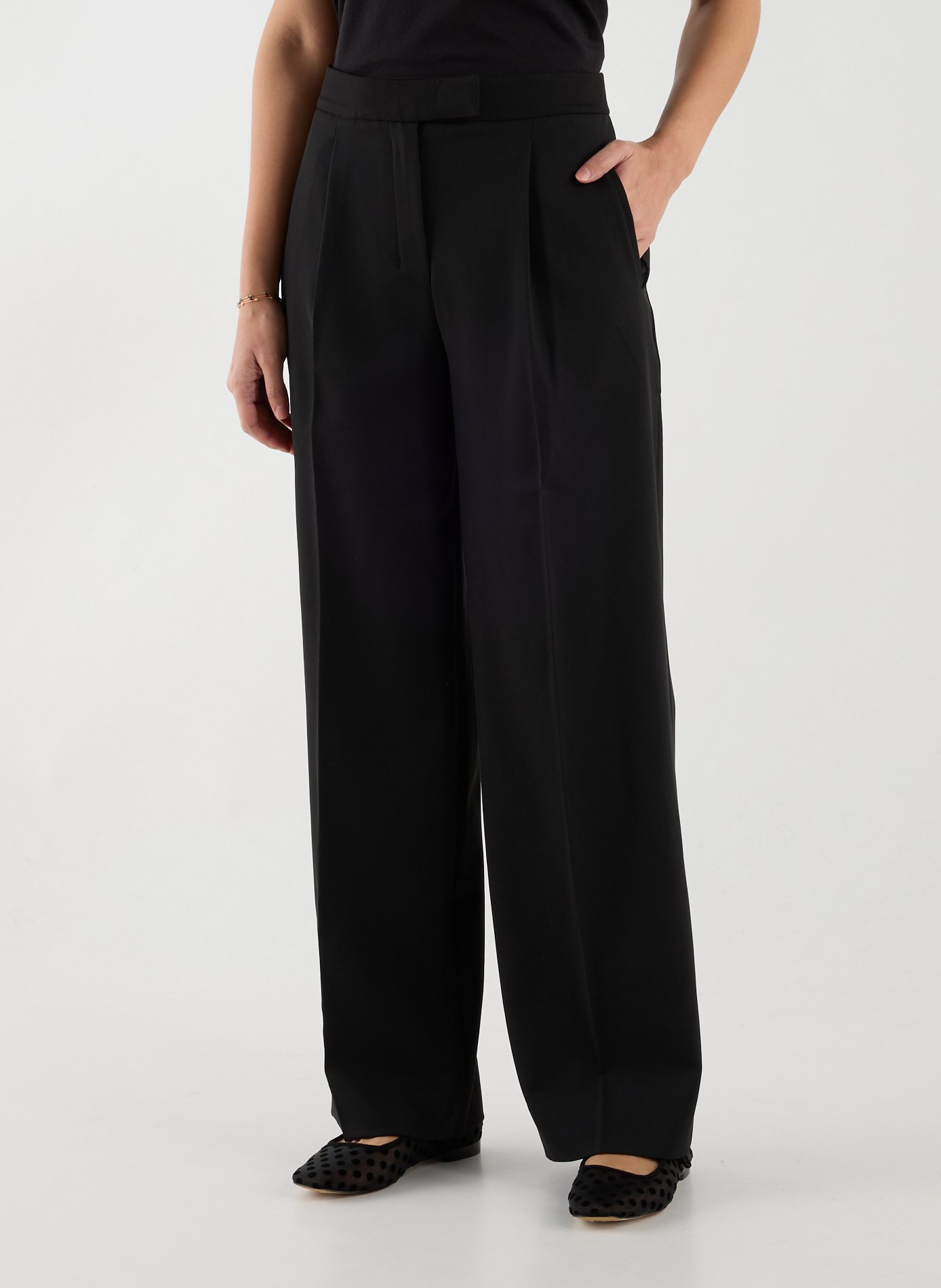 Pantalon droit à plis CALVIN KLEIN Noir