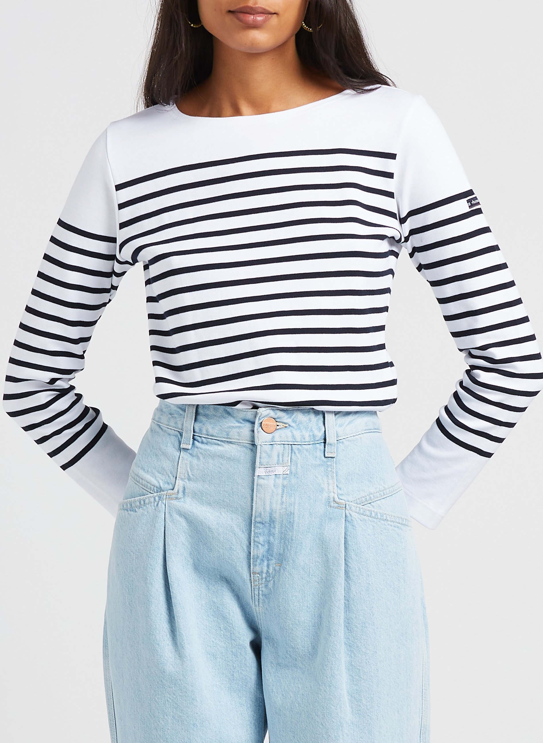 Marinière col bateau en jersey ARMOR-LUX Blanc