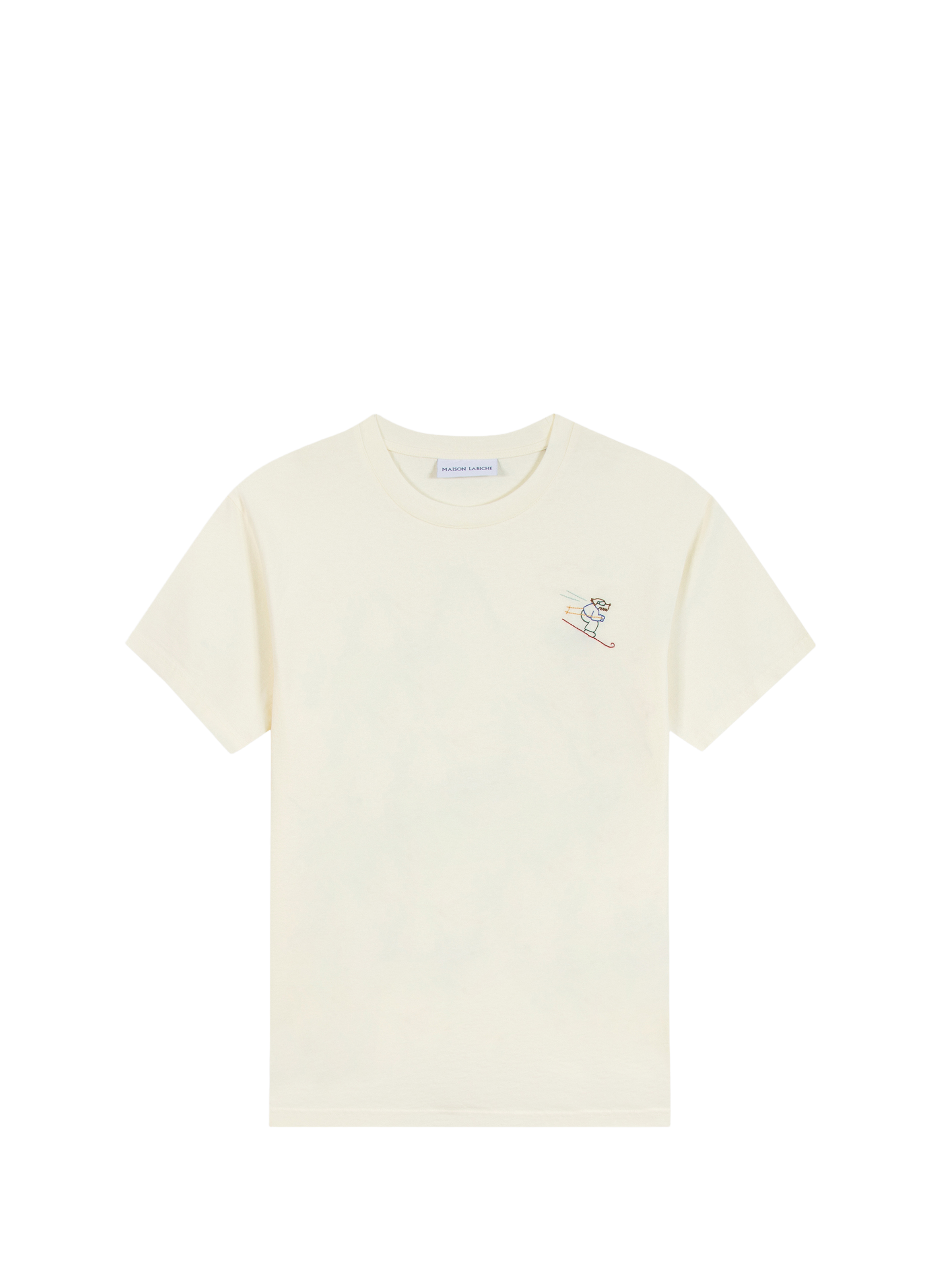 Embroidered round neck cotton T-shirt MAISON LABICHE Beige