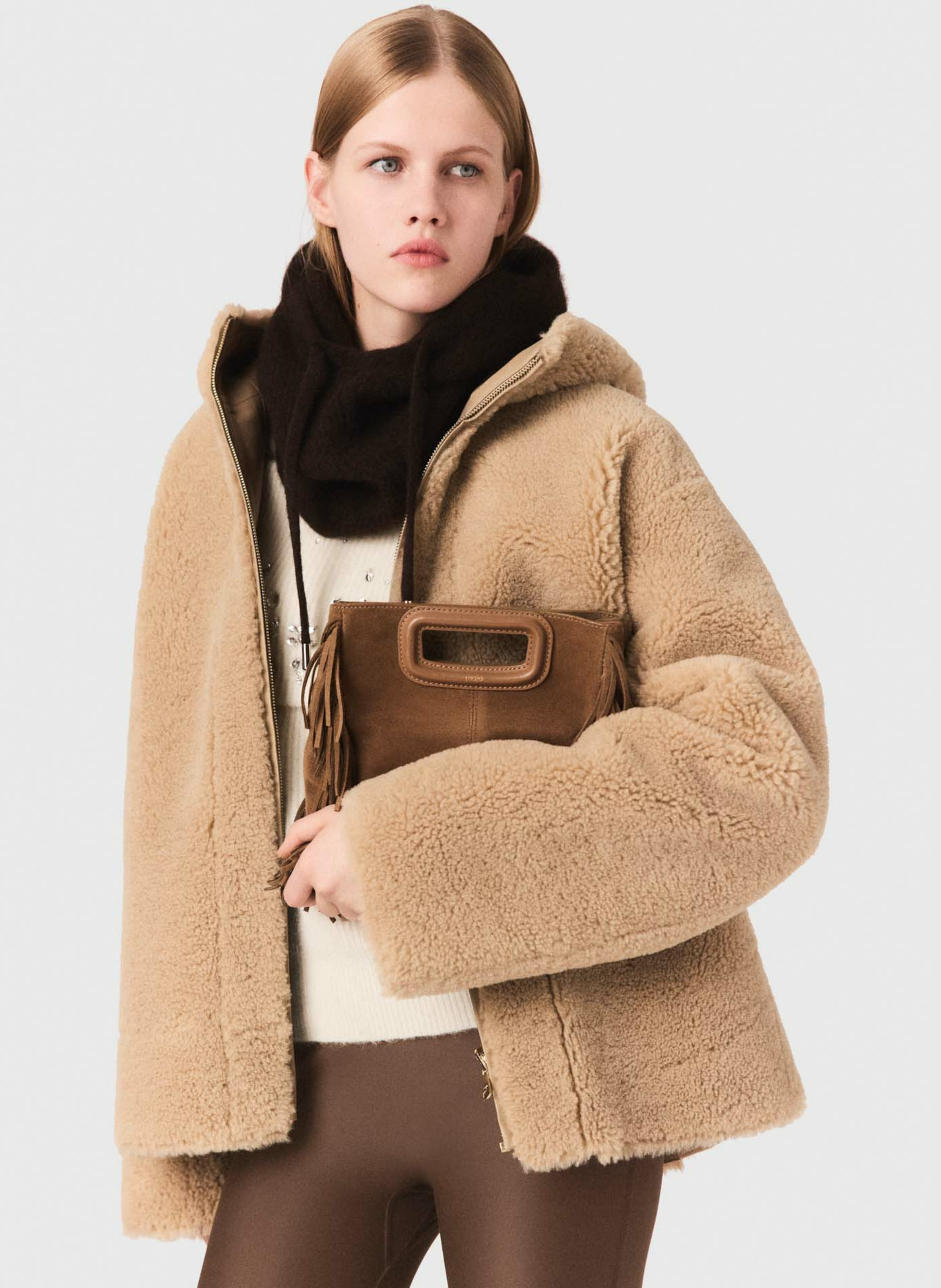 Manteau ample réversible à capuche MAJE Beige