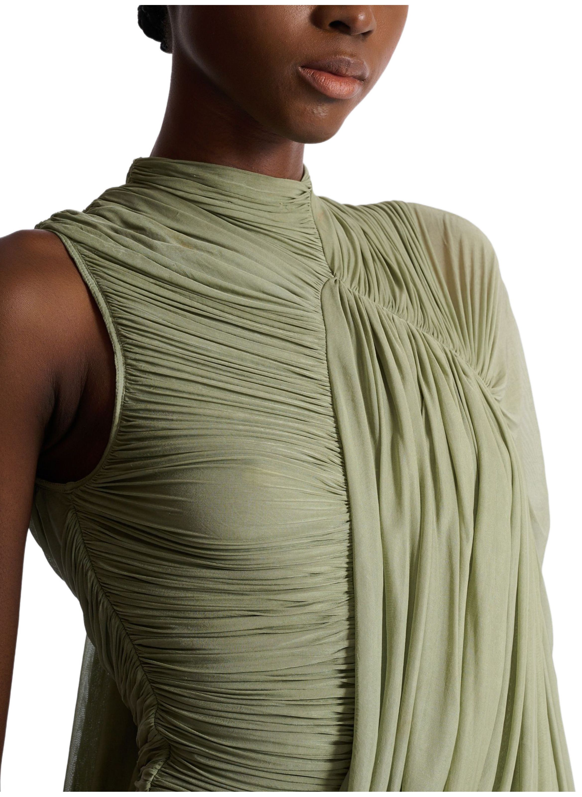 Robe drapée en jersey fluide BALMAIN Vert