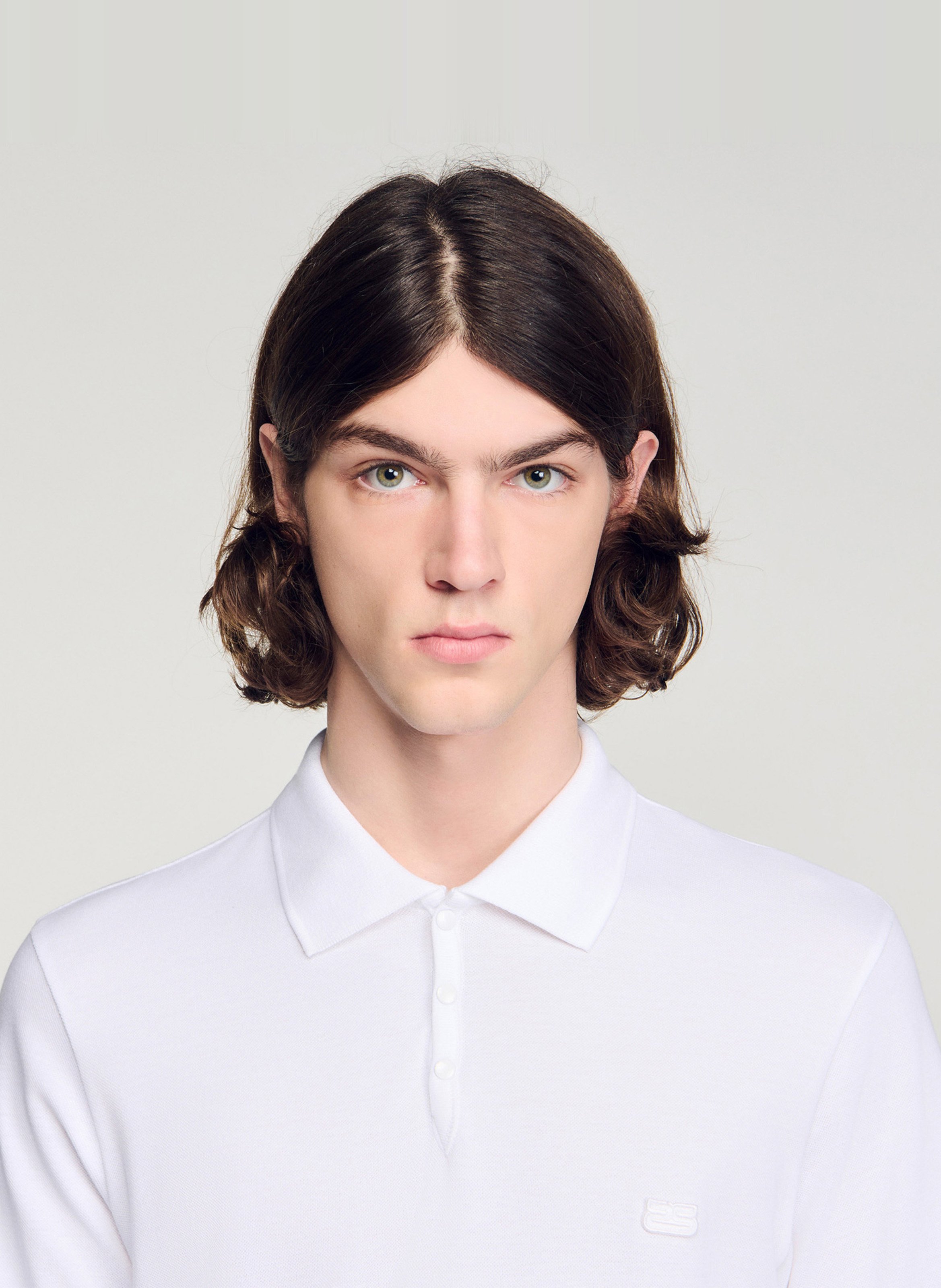 Polo droit en coton SANDRO Blanc