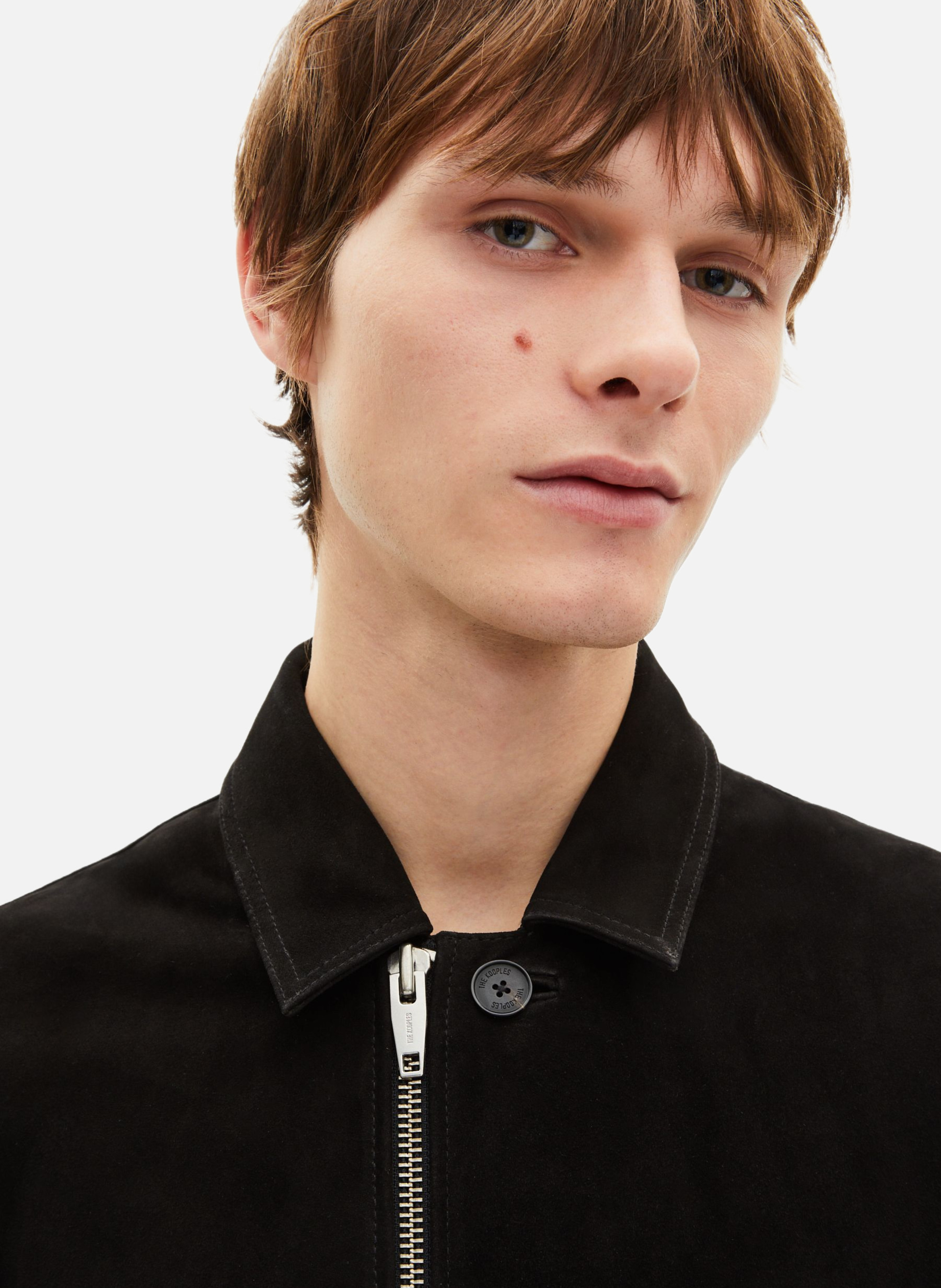 Blouson en suède à zip décalé THE KOOPLES Noir