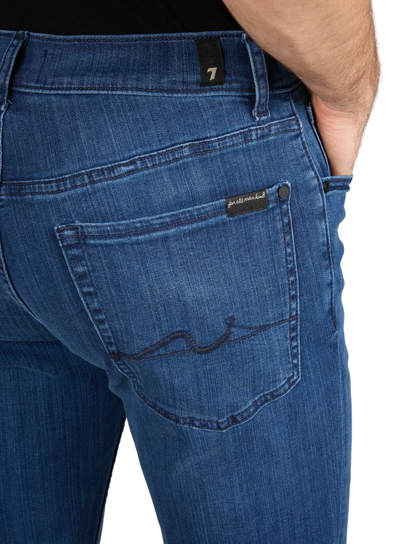 Jean slim en coton mélangé 7 FOR ALL MANKIND Bleu