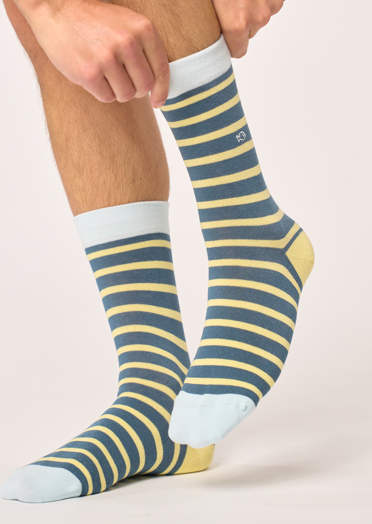 Chaussettes en coton peigné à rayures larges BILLYBELT Bleu