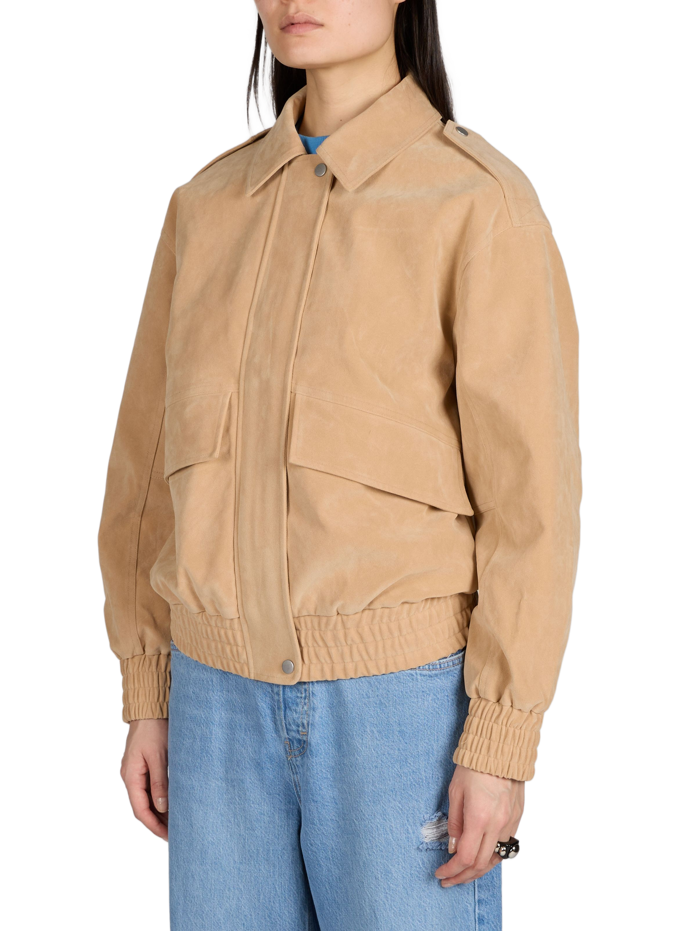 Light suede effect jacket TOPSHOP Grey